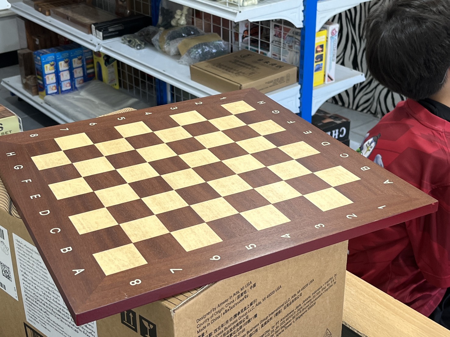 กระดานหมากรุกสากลไม้มีเลขกำกับขนาด48x48 cm. หนา1.2 cm. ช่องขนาด5x5 cm.