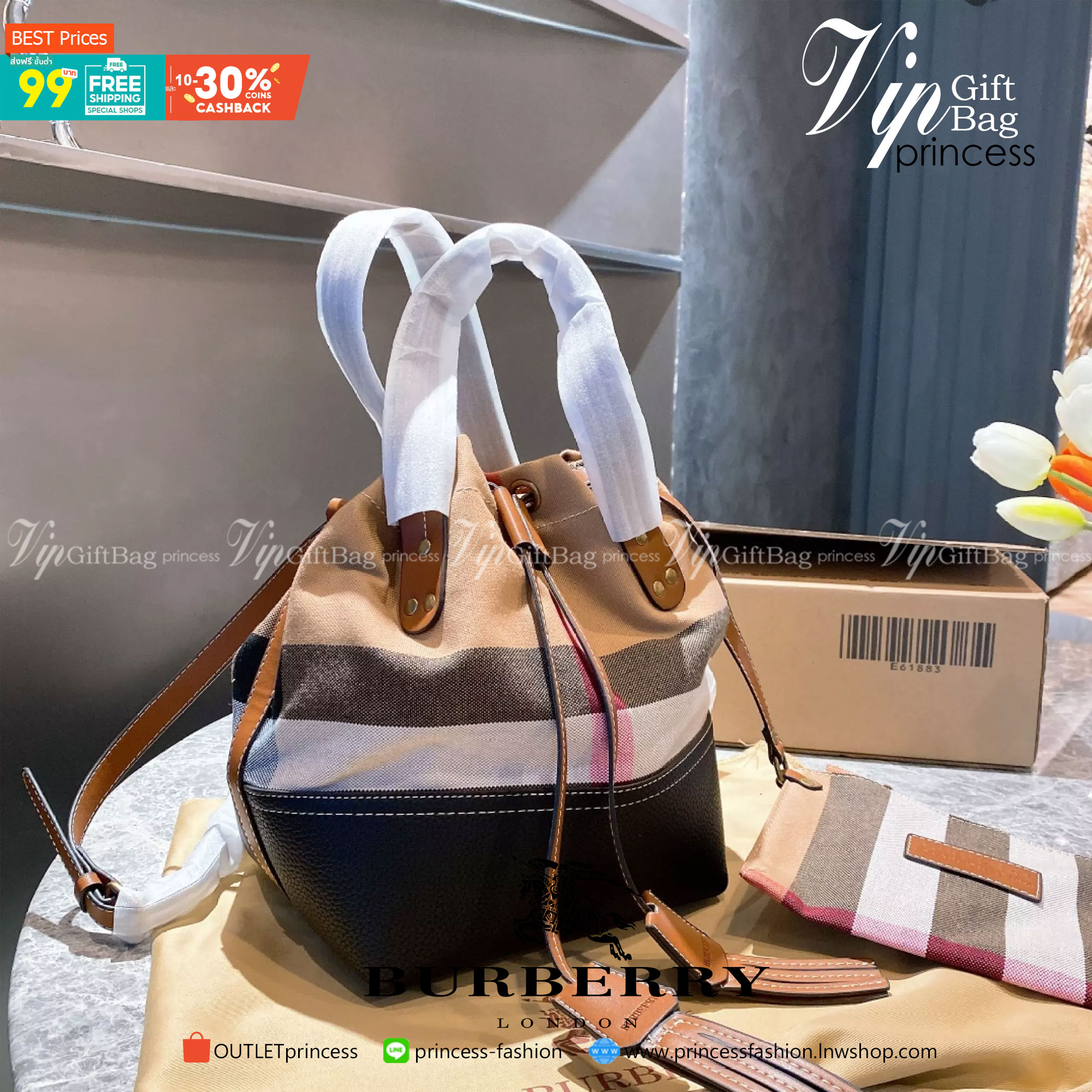 VIP GIFT 】Beli Burberry Bag กระเป๋าสะพาย Burberry ทรงขนมจีบ ลายออริจินอล งานเป๊ะมากค่าใบนี้ไว้ติดตู้สักใบอุ่นใจ ใช้ได้บ่อยแน่นอน สะพายข้างสายยาวถอดออกถือได้ค่ะ