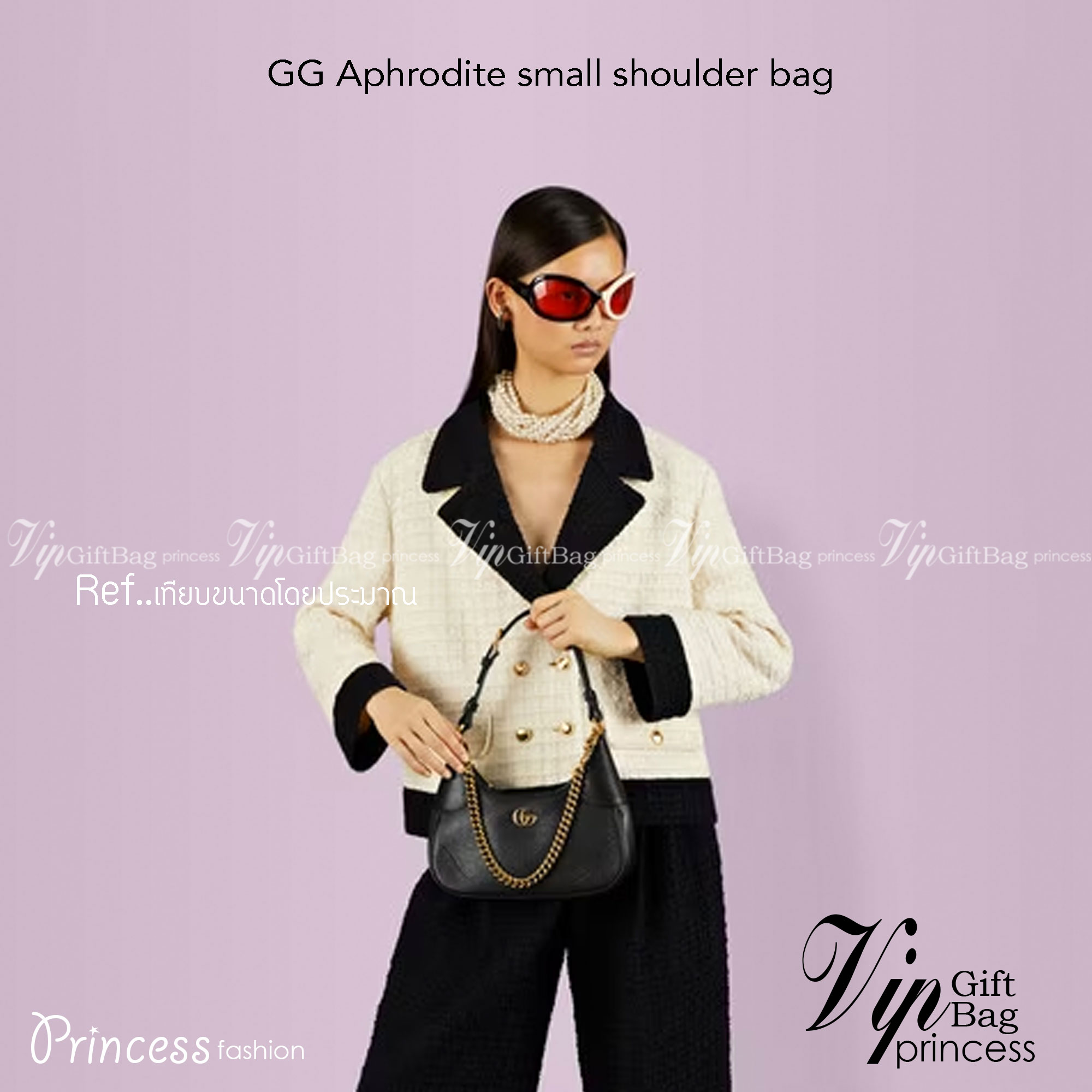 GUCCI Aphrodite small shoulder bag / GC crossbody pouch bag กระเป๋าสะพายทรงคลาสสิค ดีไซน์ย้อนยุคผสานความโมเดิร์นด้วยรูปทรงพอช ที่ใช้งานได้ทุกสไตล์ วัสดุหนังแคนวาส ทนทาน ภายในกระเป๋าเป็นช่องโล่ง สายสะพายมีลูกเล่นหลากหลาย มีให้ทั้งแบบโซ่คล้องไหล่ สายหนังที่