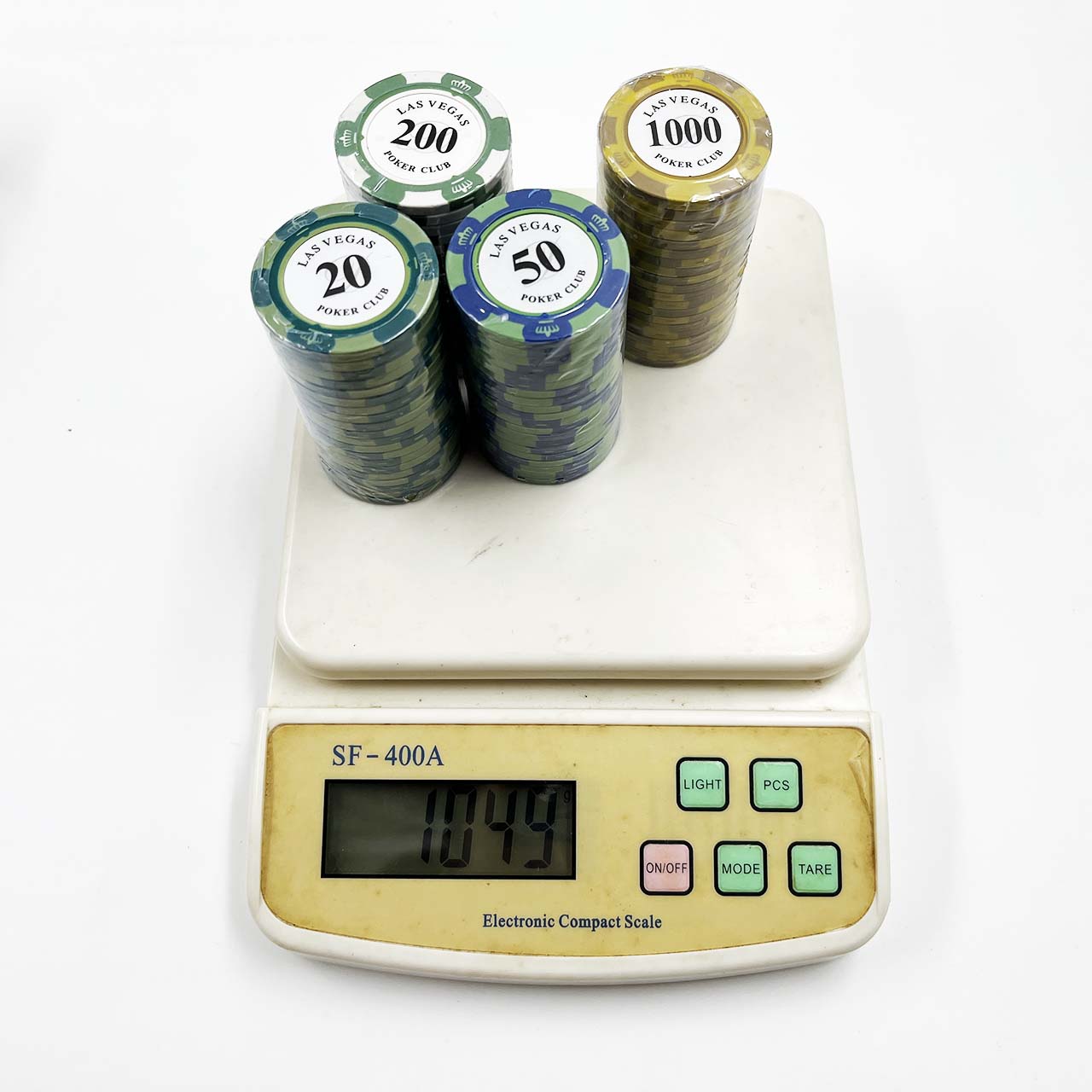 ชุดชิปโป๊กเกอร์เกรดพรีเมี่ยม น้ำหนัก14 g.ลาย Lasvegas (แบรนด์ Poker Club)