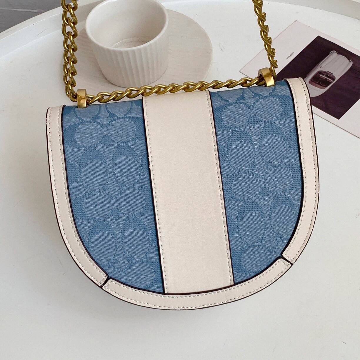 ของแท้ 💯% 】COACH ALIE SADDLE BAG IN SIGNATURE JACQUARD