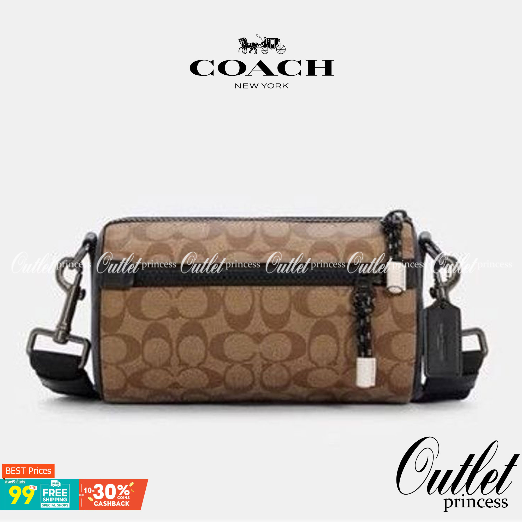COACH BARREL SIGNATURE CANVAS CROSSBODY (C2957) กระเป๋าสะพาย ทรงเก๋ ขนาดกำลังดี ที่บอกได้คำเดียวว่า เท่ไม่หยอก!! คือดีย์มาก!!// วัสดุแคนวาส ผสมหนังแท้ ลาย SIGNATURE รูปทรงกระบอก// เปิด-ปิด ด้วยซิบ ด้านในโล่งกว้าง เก็บของได้เยอะ// มาพร้อมสายสะพาย สายสปอร์ต
