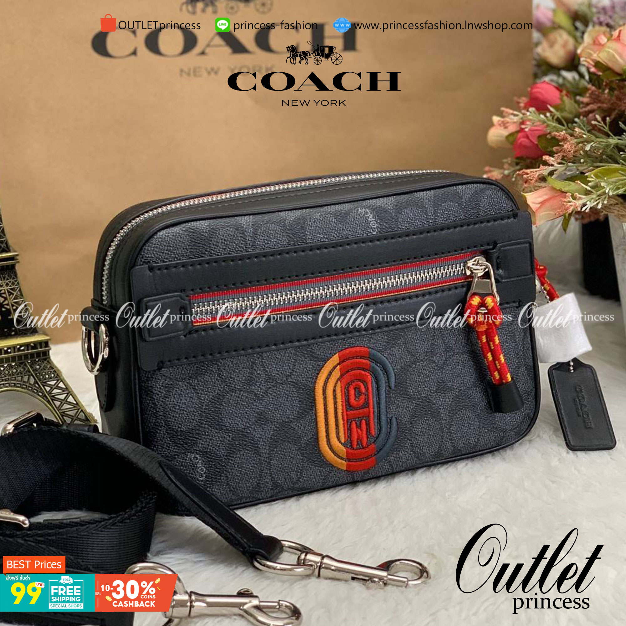 COACH ACADEMY CROSSBODY IN SIGNATURE WITH VARSITY ZIPPER ((768, 960)) พร้อมส่งที่ไทยอีกครั้ง! ได้ไปหลงรักแน่นอนค่ะ😘 กระเป๋าสะพายครอสบอดี้ร์ของคุณผู้ชาย((สาวหล่อใช้ก็สวยทีเดียว)) หนังแท้อย่างดี หนังนิ่มมือดีค่ะ