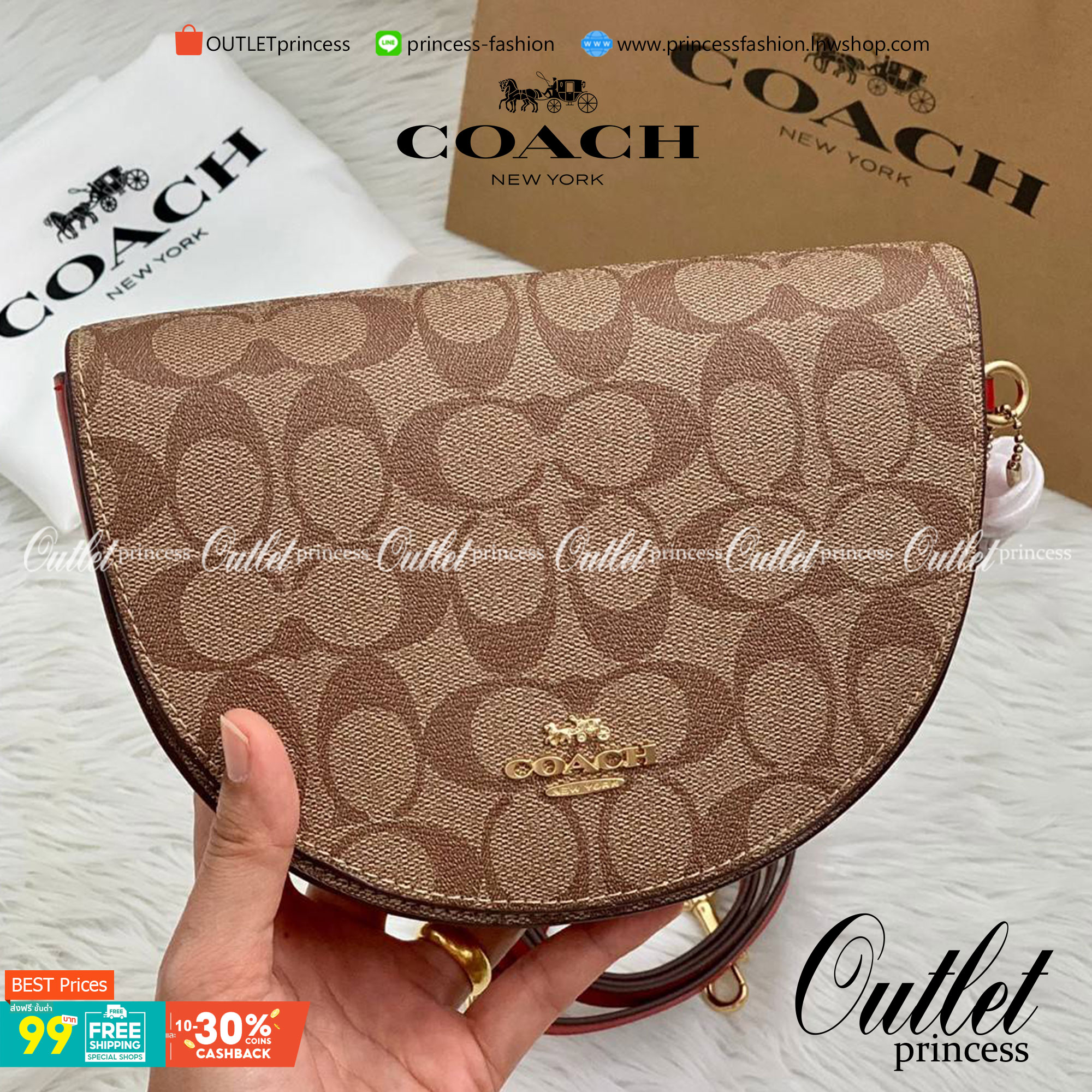 พร้อมส่งที่ไทยครบทั้ง6สีค่ะ 😘 Coach Ellen Crossbody In Signature ((C1432)) กระเป๋าทรงฮาฟมูนรูปทรงคลาสสิก ออกแบบให้มีลักษณะโค้งมน ไม่ดูเป็นทรงแข็งจนเกินไป ดีไซน์และสีของกระเป๋ายังเรียบง่าย เข้าได้กับทุกชุด สะพายครอสบอดี้ร์//สะพายข้าง หรือถือแบบคลัท