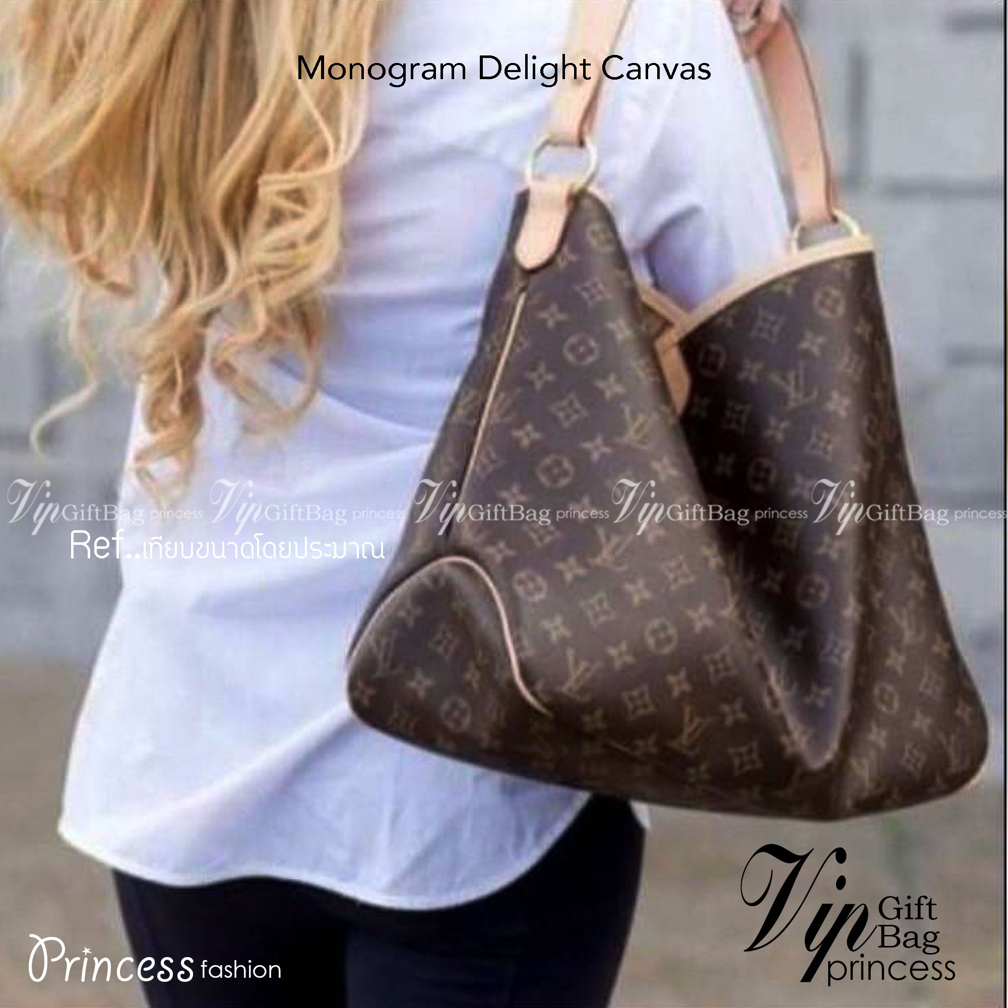 LV Monogram Delight Canvas มี 2 ขนาด กระเป๋าสะพายข้างทรงสูงใบใหญ่หนังแกะสังเคราะห์ หูหิ้วปั้มโลโก้ ด้านในมี1ช่องซิป 1ช่องใส่ของจุกจิ๊ก อะไหล่ทองหรูหรา มีสายยาว ถอดสายได้ ปรับระดับได้ จุของได้เยอะ หรูหรา สวยงาม เหมาะกับทุกโอกาศ ต้องมีติดตู้ห้ามพลาดเลยค่า