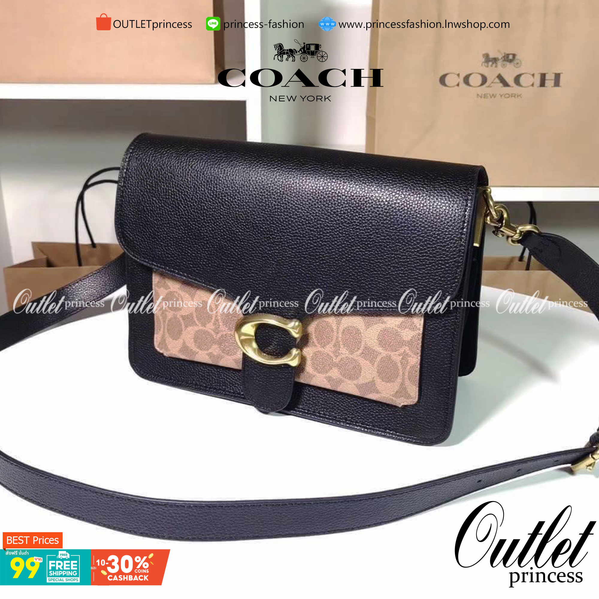 OUTLET 】COACH Tabby Shoulder Bag พร้อมส่งที่ไทย A modern take on an archival 1970s Coach design, our structured Tabby shoulder bag is crafted in polished pebble leather. Finished with our Signature hardware for an iconic touch, the versatile silhouette fe