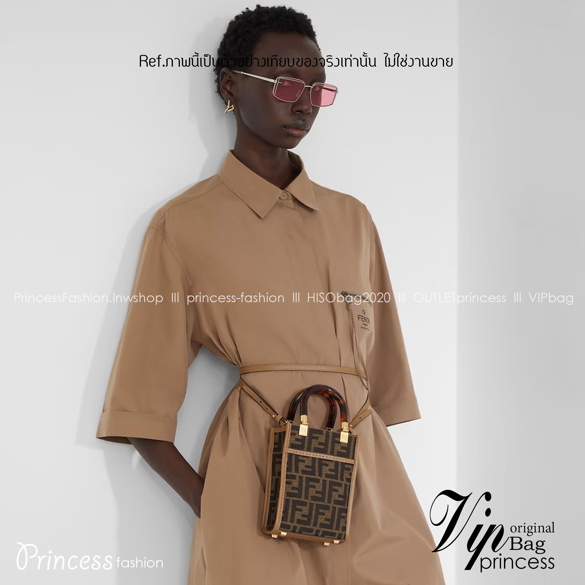 FENDI Mini Sunshine Shopper jacquard FF motif with shiny transparent sequins / Fendi Tote bag พร้อมส่ง กระเป๋าสะพายทรงมินิโท้ท ปักเลื่อมแวววาว รุ่นใหม่ สวยหรู **สินค้าเกรดออริจินอล 1:1 สลับแท้