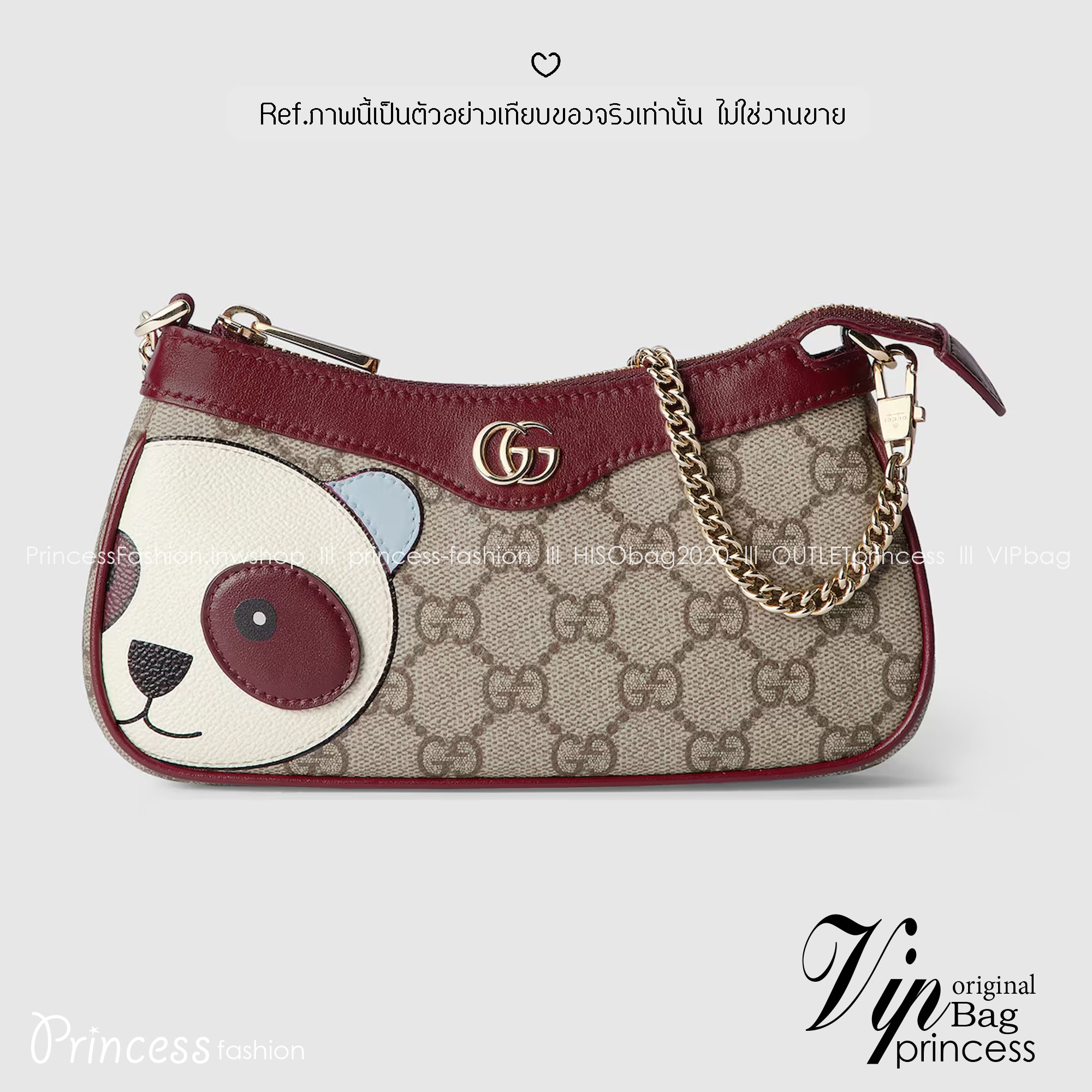 Gucci Ophidia Mini Bag with Panda กระเป๋าถือ/คล้องไหล่ ตกแต่งลายน้องแพนด้าโดดเด่น ไซส์มินิปุ๊กปิ๊กน่ารักสุดคิ้วสะดุดตา สายโซ่สีทองเพิ่มความหรูหรา แฝงความไฮน์ในตัว