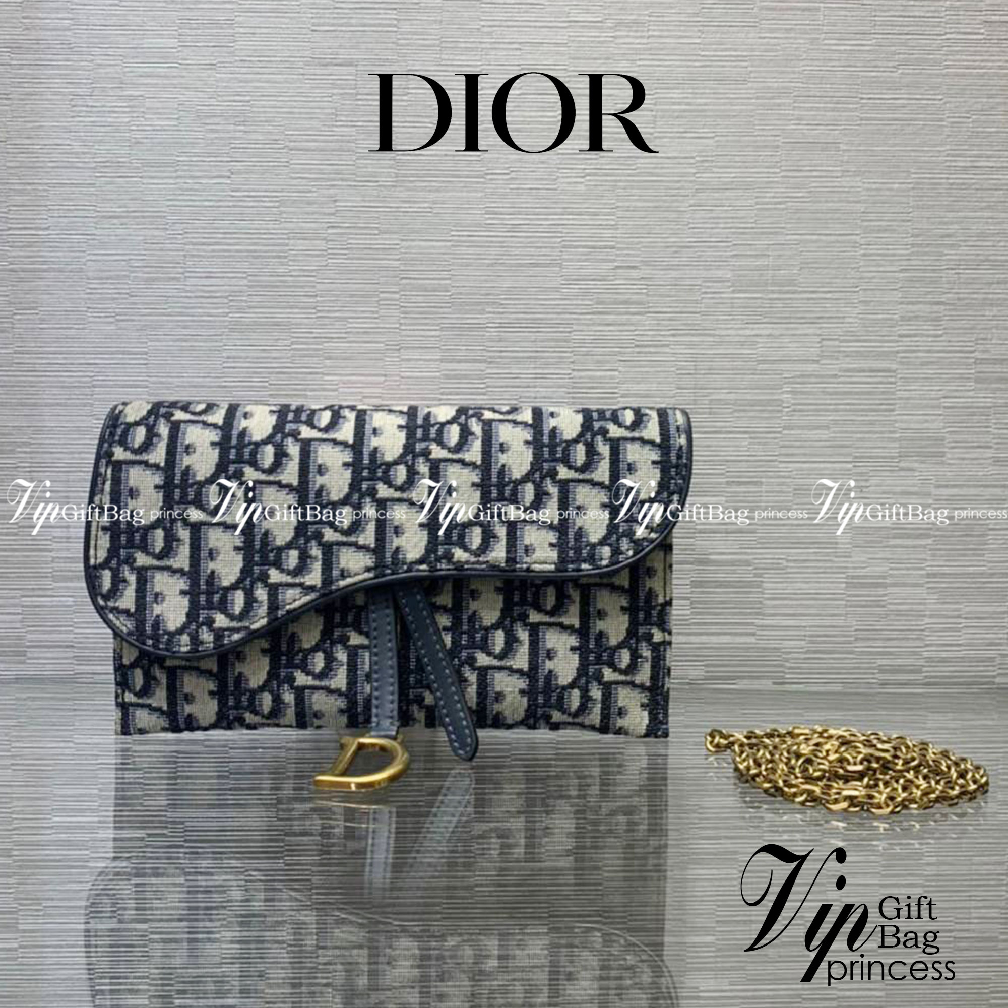 หนังแท้ DIOR SADDLE WALLET ON CHAIN Blue Dior Oblique Jacquard พร้อมส่งที่ไทย งานหนังแท้และผ้าแจ็คการ์ด เกรดเทพออริจินอล ภาพสินค้าถ่ายจากงานขายจริง ใช้งานต่างประเทศได้