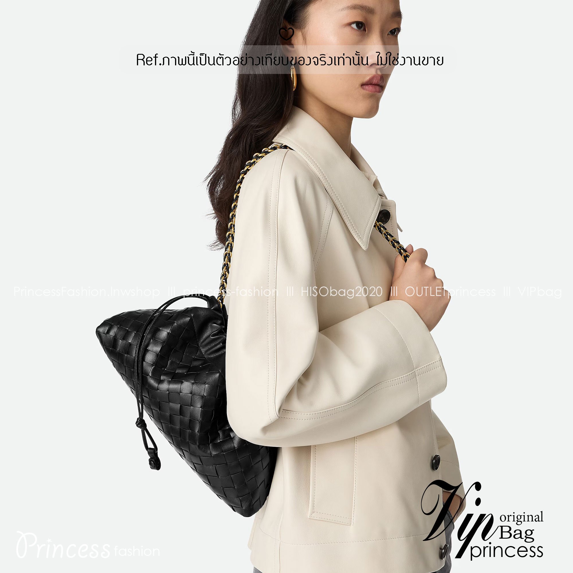 ORI หนังแท้ | Bottega Veneta Dustbag Notte Bag / Bottega Hobo Bag กระเป๋าสะพายดีไซน์สานเป็นเอกลักษณ์ เรียบง่ายไฮคลาส เชือกผูก พร้อมสายสะพายโซ่