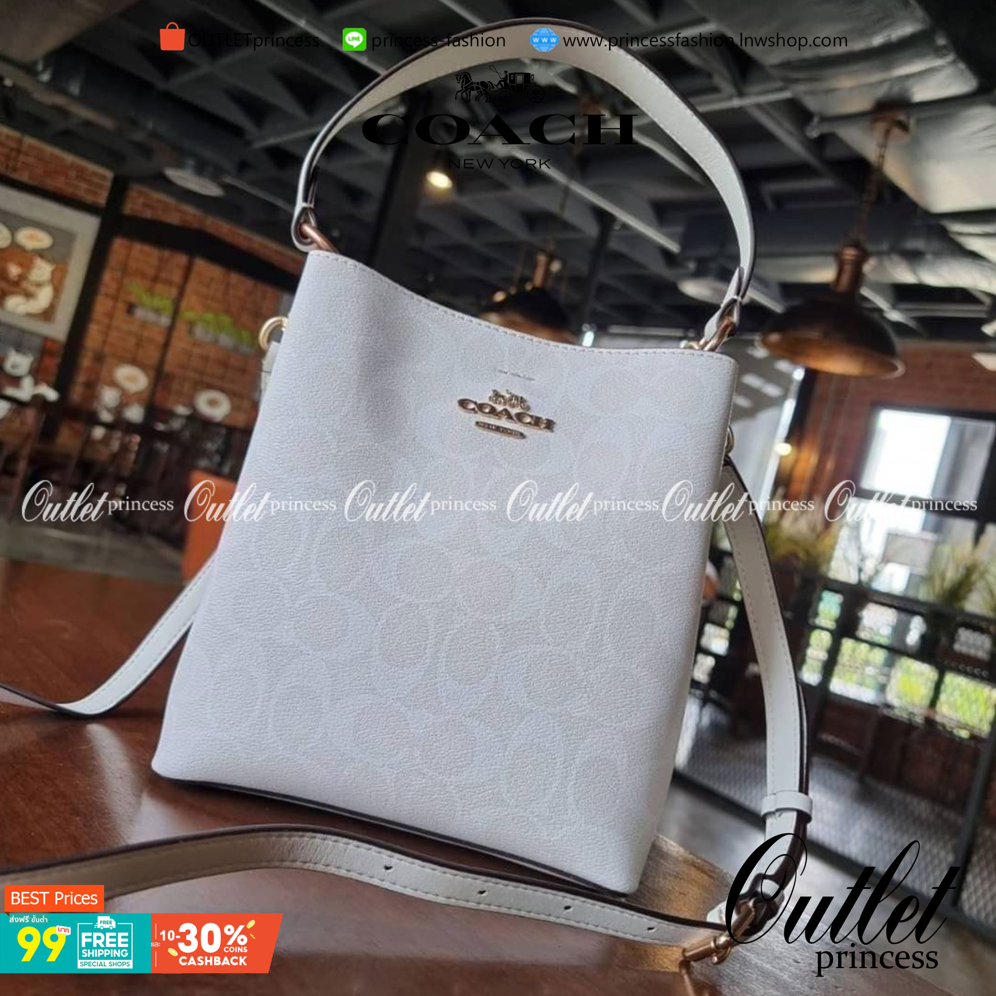 COACH 2312 SMALL TOWN BUCKET BAG IN SIGNATURE CANVAS รุ่นยอดนิยมใบเล็กมาครบสีแล้วจ้า กระเป๋าทรงบัคเก็ต สีผู้ดี๊ผู้ดี ตัวกระเป๋าดีไซน์คลาสสิคลายซี ดูโดดเด่น วัสดุหนังแคนวาสเคลือบลาย สวยคมทุกมุมจริงๆ!! เปิด-ปิดด้วยกระดุมแม่เหล็กทั้ง 2 ฝั่ง ภายในเป็นช่องโล่ง