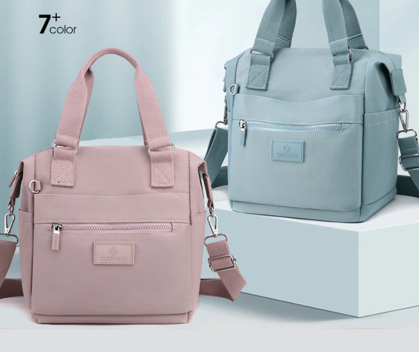 กระเป๋าถือ กระเป๋าสะพายผู้หญิง ผ้าไนลอน ทรงสี่เหลี่ยม แบบสวย สีพื้น สีเย็น กระเป๋าใส่ของขนาดกลาง 597452