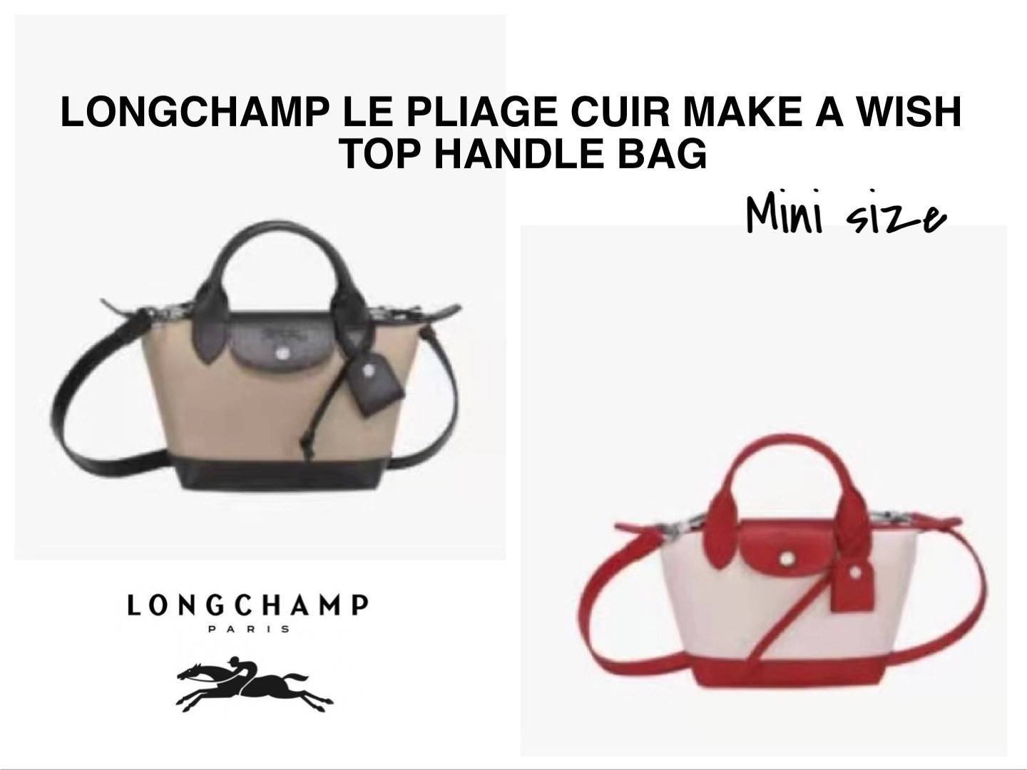 ของแท้ 100% Mini Size LONGCHAMP LE PLIAGE CUIR MAKE A WISH TOP HANDLE BAG XS