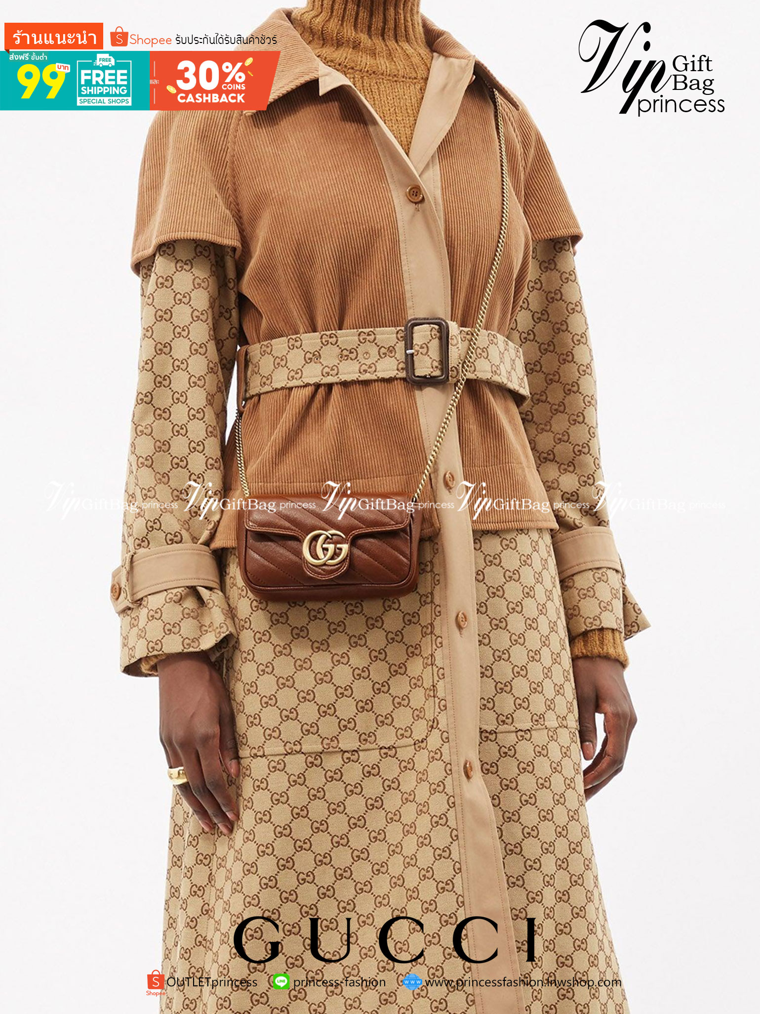 หนังแท้ GUCCI GG Marmont matelasse super mini bag / GG Marmont super mini quilted leather shoulder bag กระเป๋าสะพายข้างใบเล็ก น้องมินิ น่ารั๊กมุ้งมิ้ง วัสดุหนังแท้เชฟรอน สายสะพายแบบโซ่ อะไหล่ทองหรูหรา ด้านหน้าประดับโลโก้แบรนด์หรู ทนทาน แข็งแรง น้ำหนักเบา 