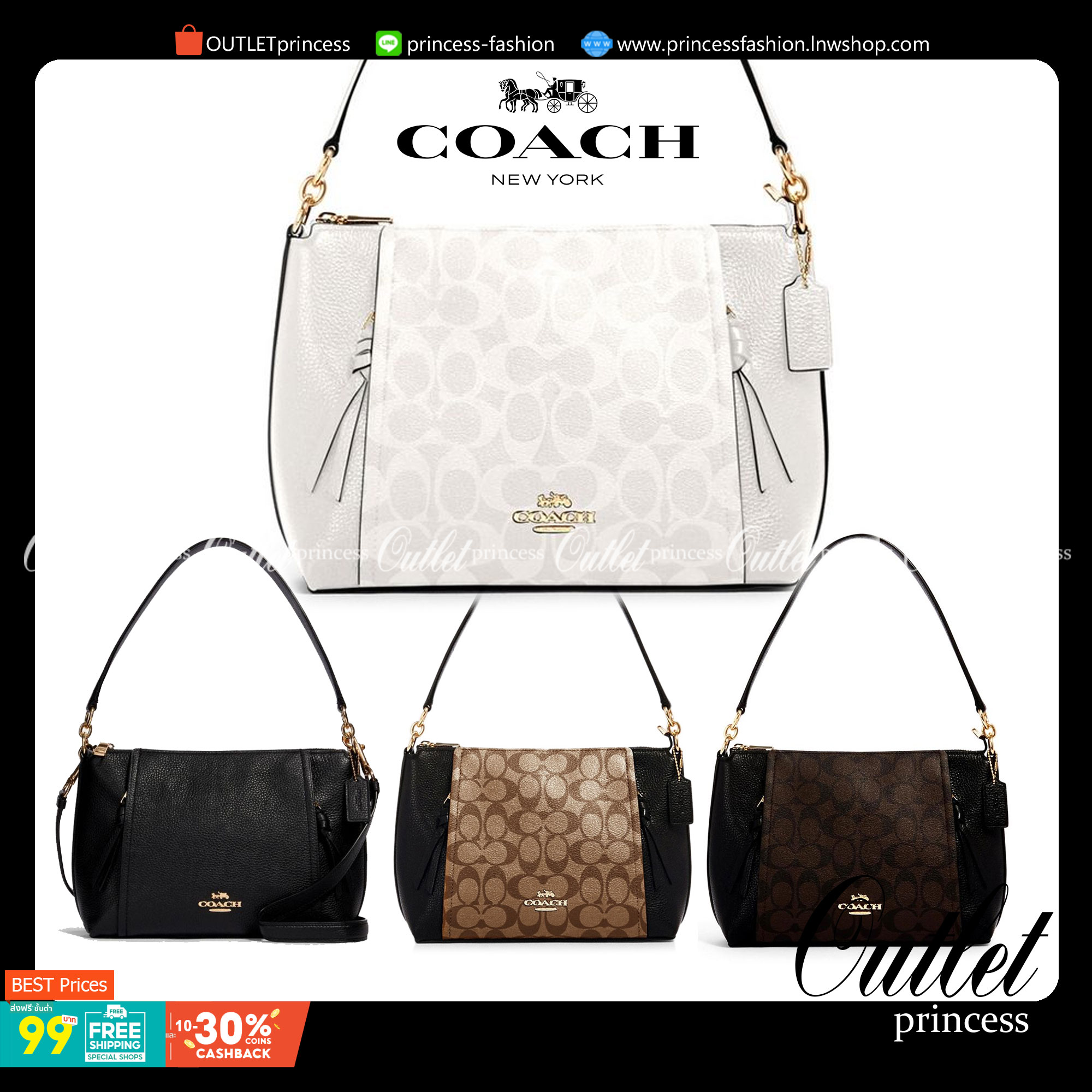 COACH SMALL MARLON SHOULDER BAG ((1600//1597)) 🌈พร้อมส่งที่ไทยอีกครั้ง ตามคำเรียกร้อง ห้ามพลาด! กระเป๋าหิ้ว//คล้องไหล่//สะพายข้างได้ หนังแท้ ทรงสวยมากค่ะ ด้านหน้ามีช่องซิปซ่อนแบบหนังห้อยให้2ช่อง ใส่ของจุกจิกค่ะ เปิดปิดกระเป๋าแบบซิป ภายในกว้างใส่ขอ