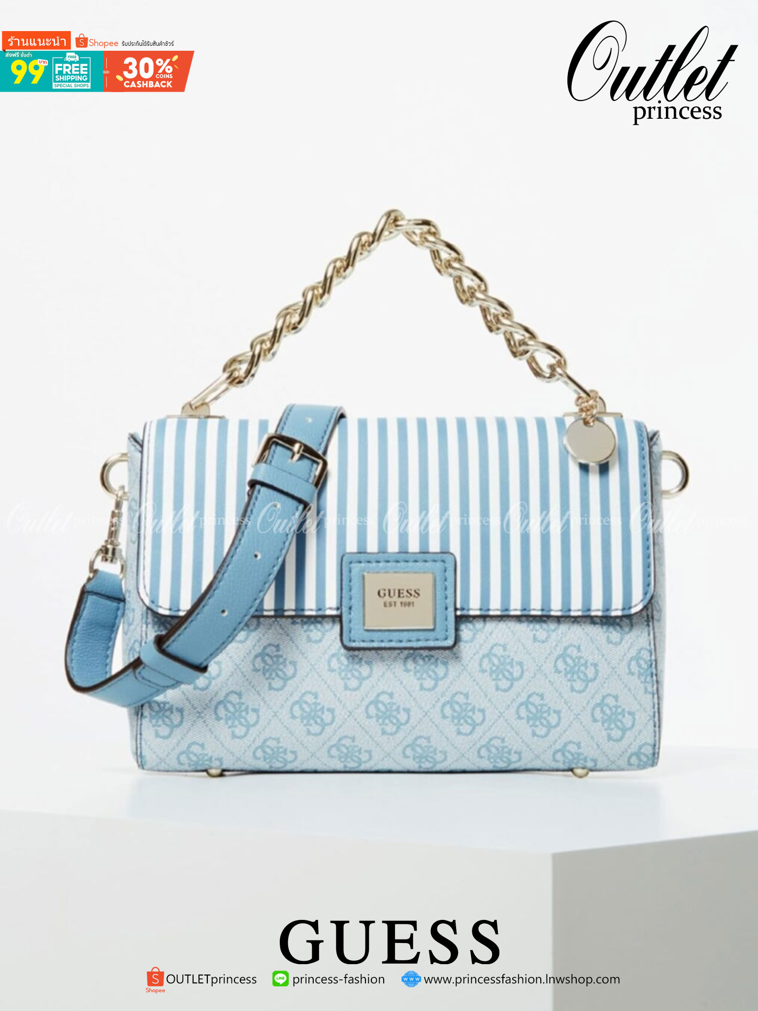 ราคาปังปิ๊นาศ (!!) มากแม่ 💕 GUESS Candace Top Handle Flap Bag กระเป๋าสะพาย Crossbody / คล้องแขน ถือออกงานได้ ทรงน่ารัก จากแบรนด์ GUESS สวยอยู่ทรง ขนาดกำลังดี น้ำหนักเบา ด้านหน้ามีโลโก้แบรนด์อะไหล่ทอง มีอะไหล่โซ่ห้อยด้านหน้าสามารถคล้องแขนและถือได้ 