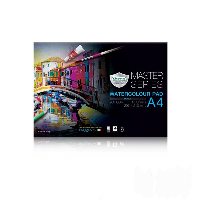 กระดาษวาดเขียน A4 มาสเตอร์ซีรี่ย์ 200แกรม 15ผ. สำหรับสีน้ำ