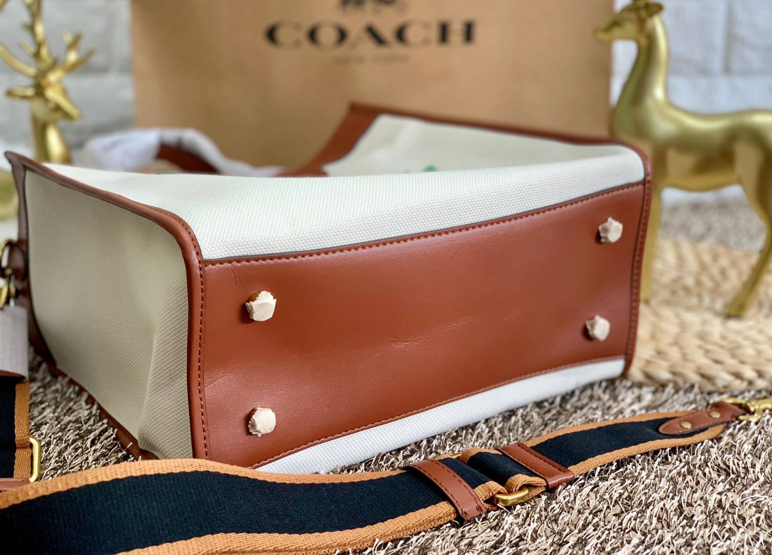 COACH Garden Embroidery women's square tote bag LIMITED EDITION COACH X HBC COLLECTION