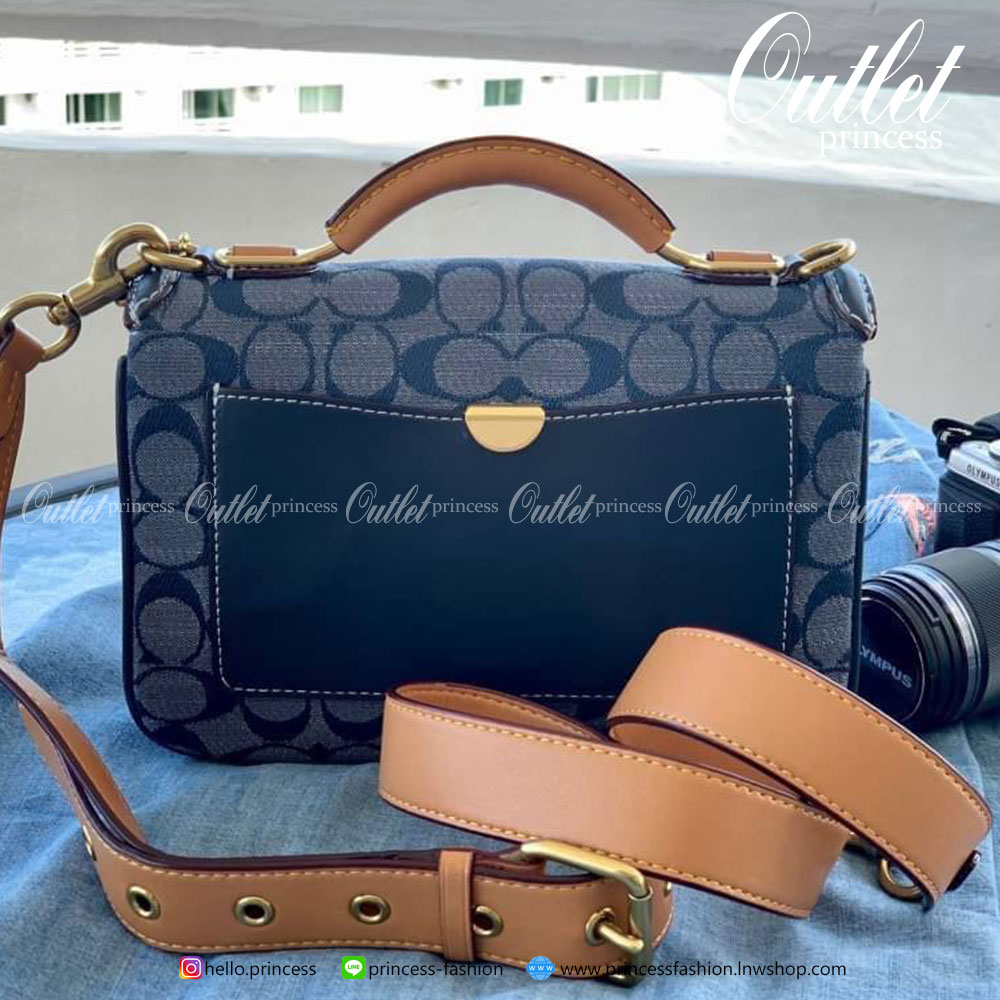 COACH RILEY TOP HANDLE 22 IN SIGNATURE CHAMBRAY