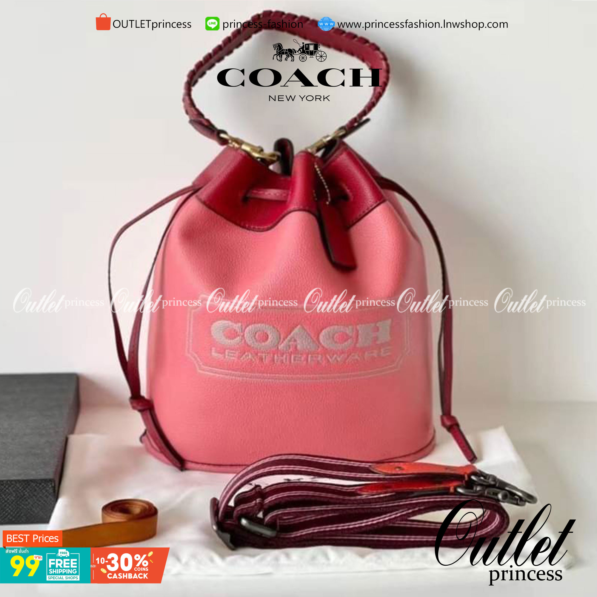 COACH Color-Block Leather Field Bucket Bag ((C3850//C3851)) พร้อมส่งที่ไทย กระเป๋าทรงขนมจีบ สุดฮิต ใช้ได้กับทุกๆวัน หนังแท้ลายหนังสวยนิ่มมือดีค่ะ ด้านหน้ามีโลโก้แบรนด์ตังใหญ่ ปากกระเป๋าแบบหูรูด ปล่อยหนังห้อยยาวลงมา ภายในกระเป๋ากว้างใส่กระเป๋าเงินใบยาวได้;