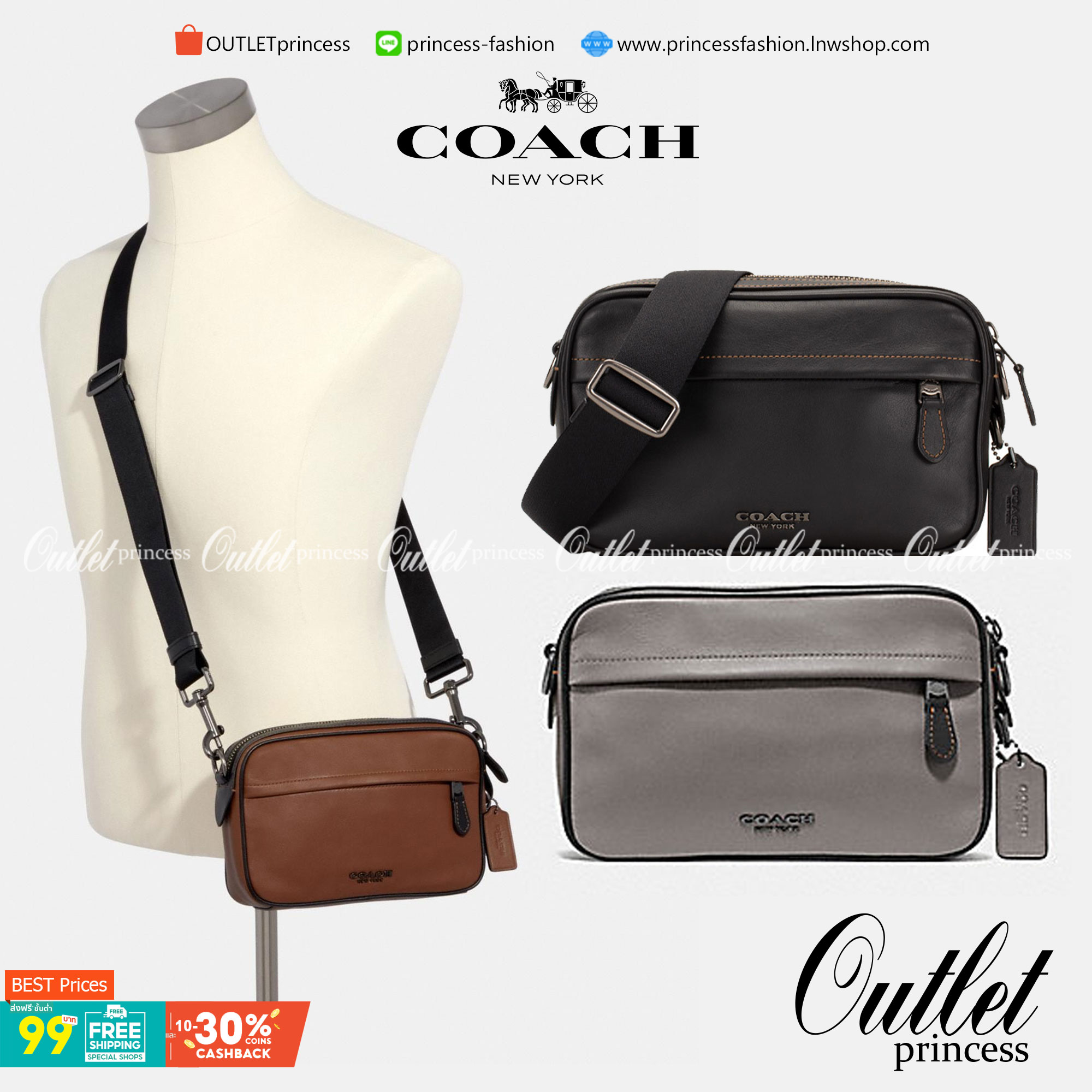 3สีเข้าใหม่งานคุณภาพอีกแล้วคับท่านน ทั้งสี ทั้งหนังสวยมากๆค่าา!! COACH GRAHAM CROSSBODY BAG ((39946)) พร้อมส่ง! กระเป๋าสะพายแบบครอสบอดี้ร์ ใช้ได้ทั้งชาย//หญิง หนังแท้อย่างดี เรียบหรูค่ะ ด้านหน้ามีช่องซิปซ่อนให้หนึ่งช่อง ช่องซิปหลักกว้าง ใส่ของจำเป็นได้ครบ