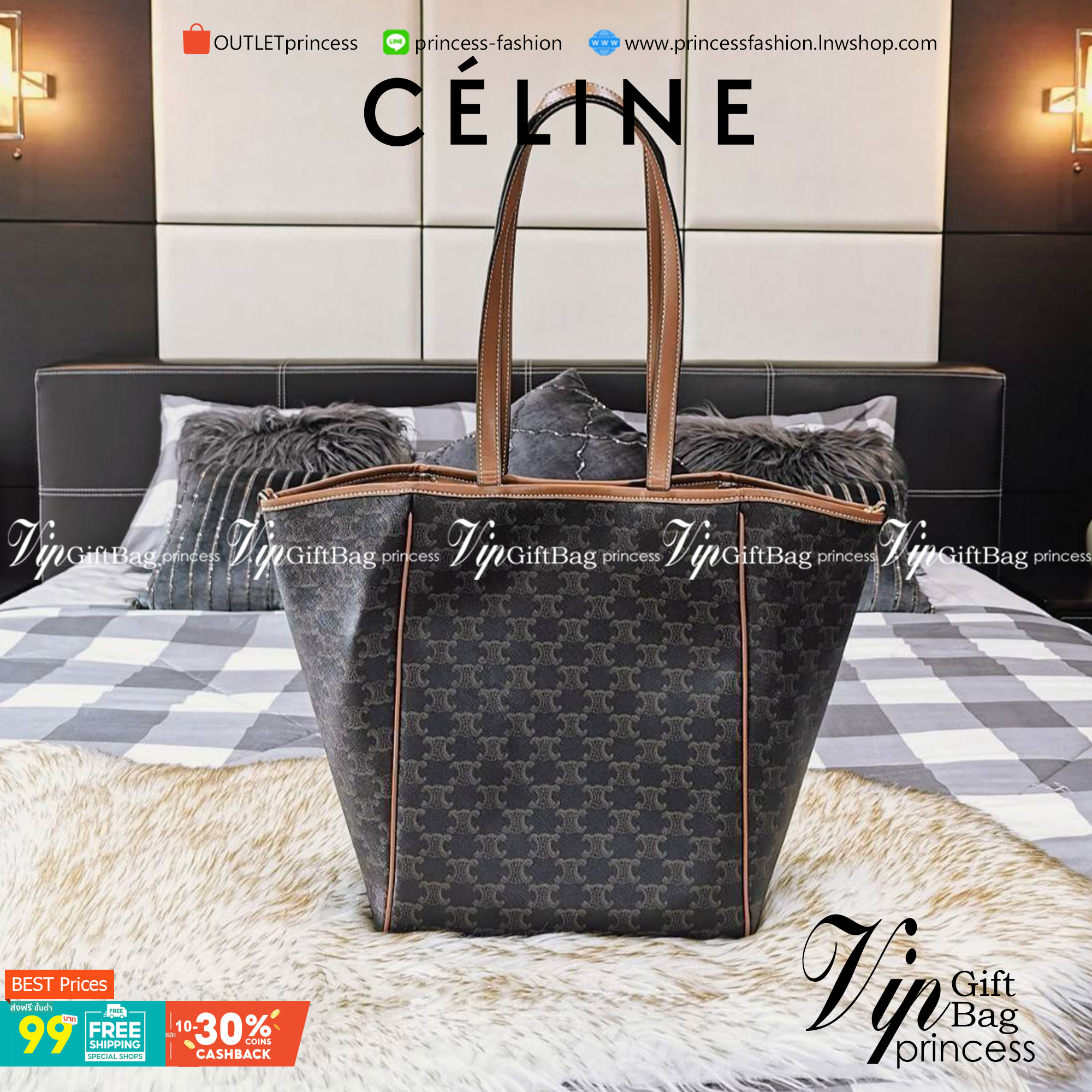 กลับมาตามคำเรียกร้อง! พร้อมส่งรุ่นหายากนะคะ!✴️ RARE ITEMS! NEW CELINE SHOPPING BAG VIP GIFT WITH PURCHASE (GWP) กระเป๋าสะพายพรีเมี่ยมกิ๊ฟ Limited จาก CELINE HAUTEPARFUME DUTY FREE วัสดุ TRIOMPHE CANVAS หนังสวยอยู่ทรงกันน้ำในดีไซน์ทรง TOTE สวยหรูคลา