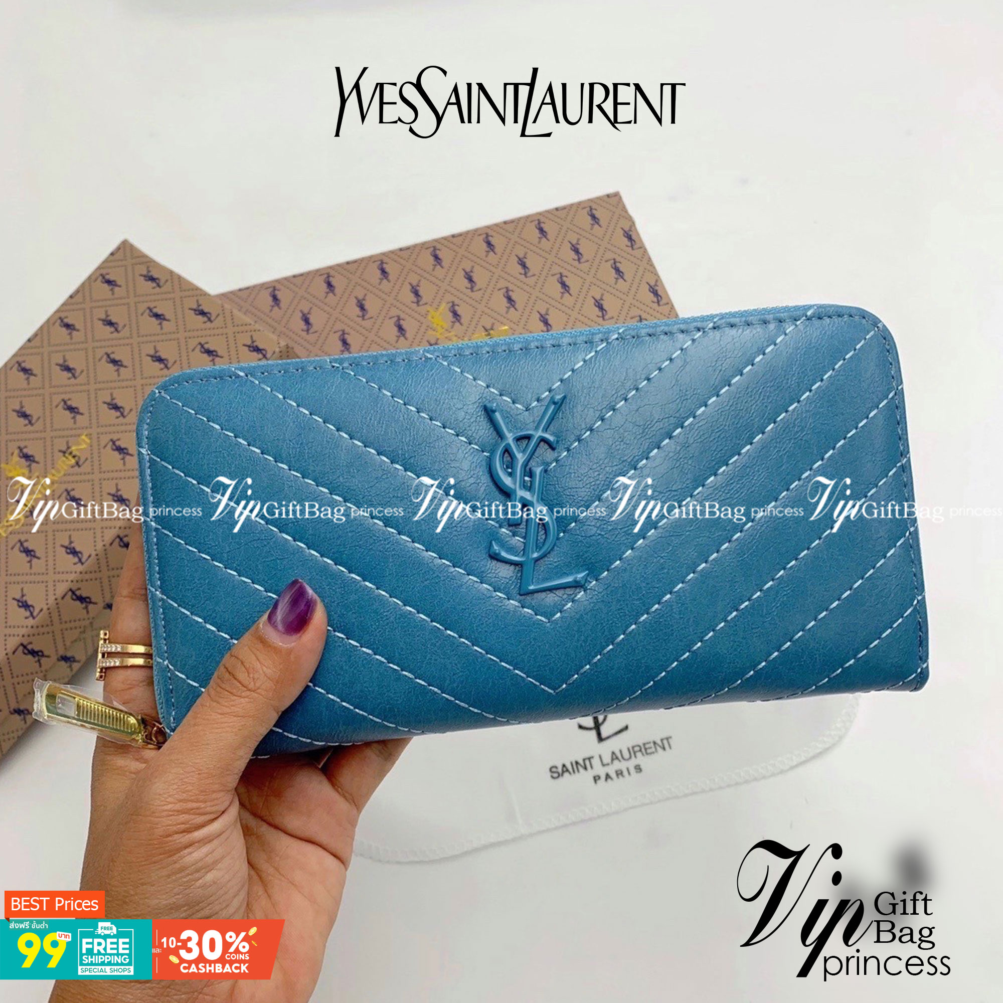 YSL Yves Saint Laurent Zip Around Long Wallet กระเป๋าสตางค์ทรงยาวซิปรอบ งานสวยหนังดี งานปั้มแบรนด์ทุกจุด มีช่องใส่บัตรให้เยอะมากถูกใจสาวๆแน่นอน ใช้งานง่าย สวยหรูดูแพง ราคาสุดคุ้มเลยค่าา