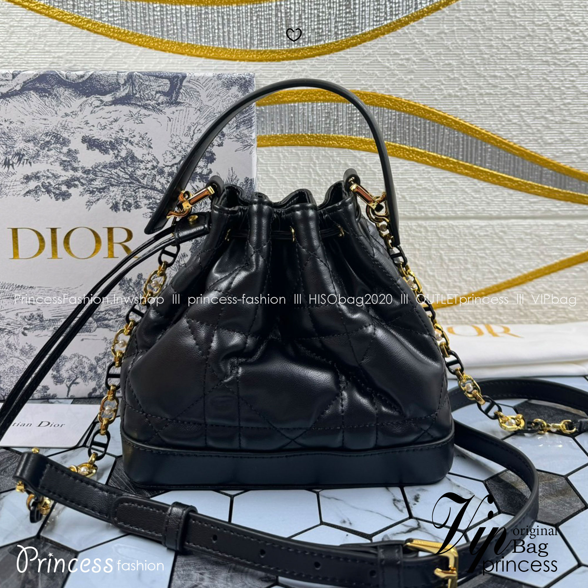 DIOR Small Dior Jolie Bucket Bag กระเป๋าทรงถังรูปทรงทันสมัย สง่างามเหนือกาลเวลา เกรดท็อปออริ สลับแท้ 1:1