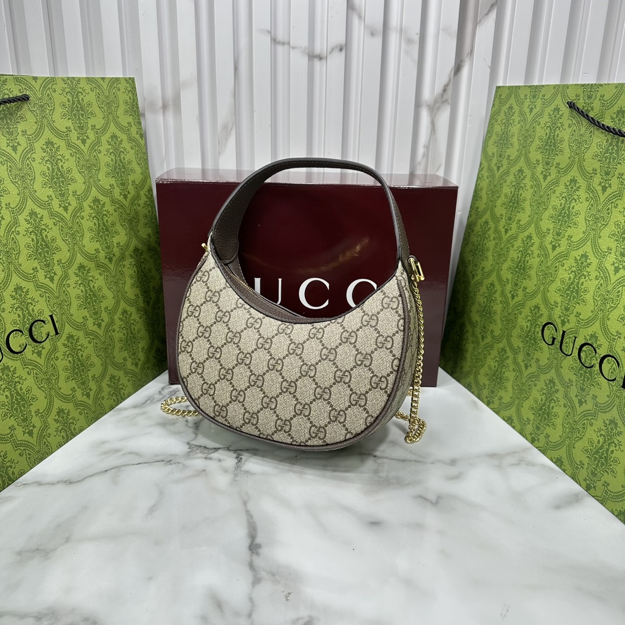 ORI หนังแท้ | Gucci Ophidia small shoulder bag / Gucci Hobo Bag กระเป๋าสะพายทรงโฮโบรูปพระจันทร์ มอบชีวิตชีวาให้กับมรดกของแบรนด์ด้วยแถบ Web