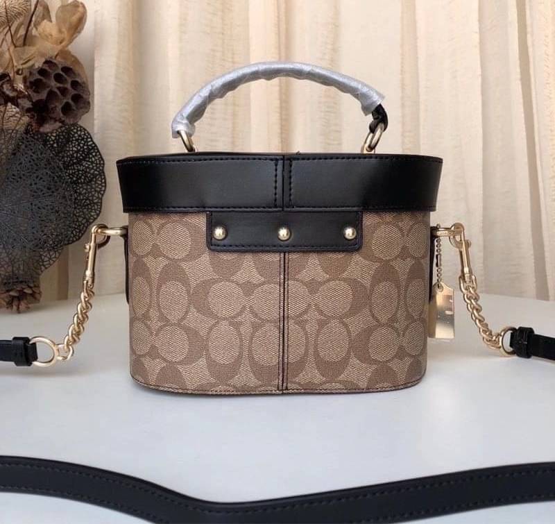 Coach KAY CROSSBODY IN BLOCKED SIGNATURE CANVAS (COACH F78277) IM/BROWN KHAKI GOLD /BLACK