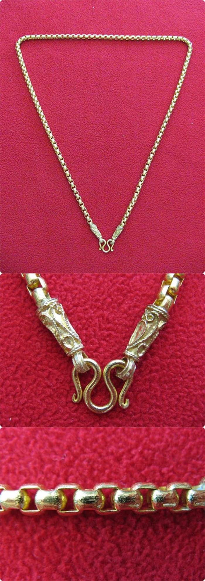 สร้อยคอทองเหลืองเส้นใหญ่ลายผ่าหวาย(ใส่พระได้ 1 องค์)ค่ะ