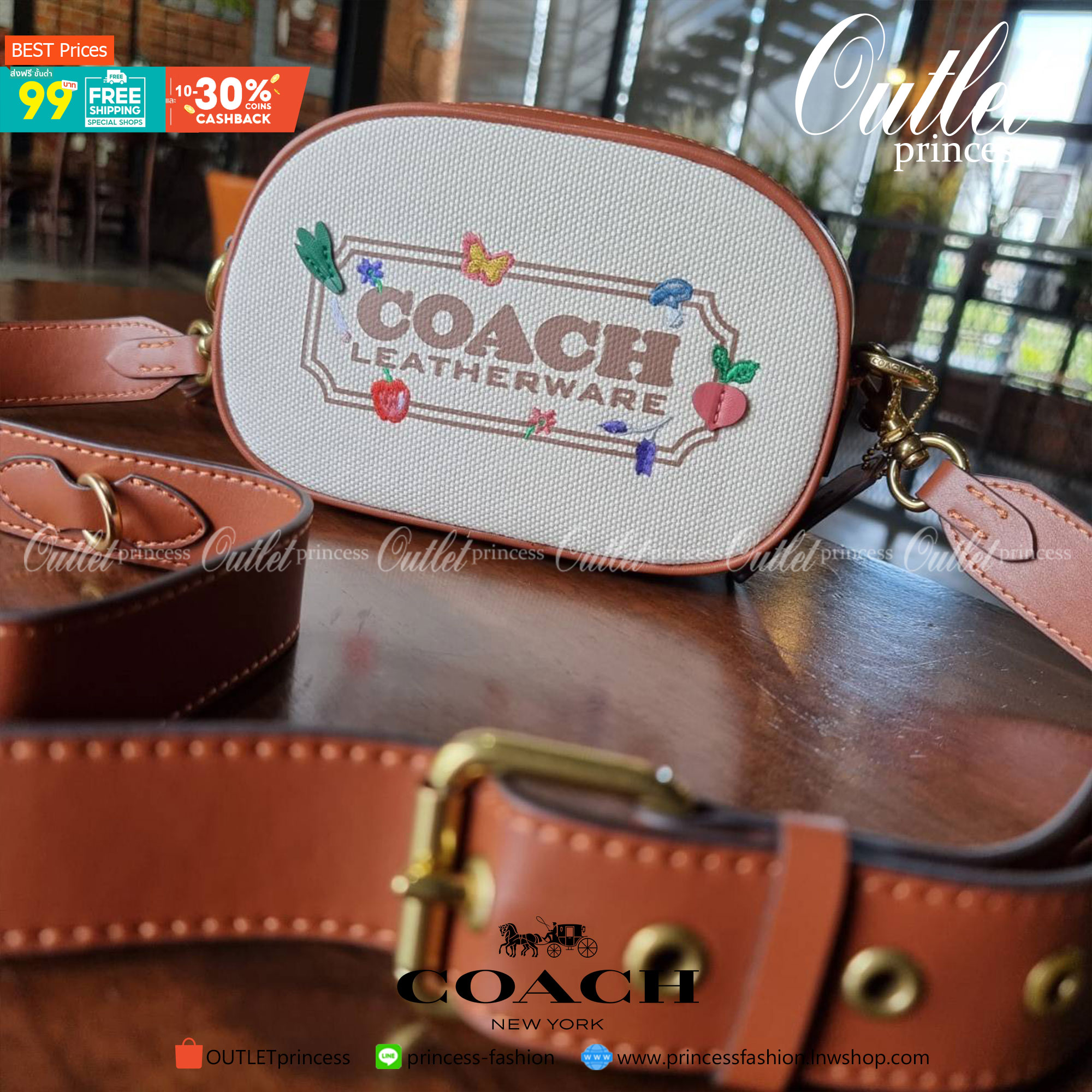 ของแท้ 💯% 】COACH C2764 BADGE CAMERA CROSSBODY WITH GARDEN EMBROIDERY BADGE ยกความสดใสมาให้ทั้งสวน!! น่ารักเบอร์ใหญ่อีกหนึ่ง กระเป๋าสะพายข้างกระจุ๋งกระจิ๋ง ดีไซน์ปักลายมุ้งมิ้ง