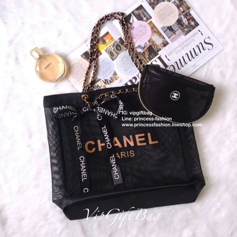 สีพิ้งค์โกลด์สุดหรู **ถึงไทยแล้วค่ะ ---- ซื้อ1ได้ถึง2 !!! ---- Chanel Shopping Ribbin bag Chain With + Cosmetic Pouch กระเป๋าสะพายใบใหญ่ทรง Shopping พร้อมกระเป๋าใส่เครื่องสำอางค์ ใบเล็ก จากงานพรีเมี่ยมกิ้ฟของแท้นำเข้าจาก Chanel Perfume Counter ใบใหญ่วัสดุ