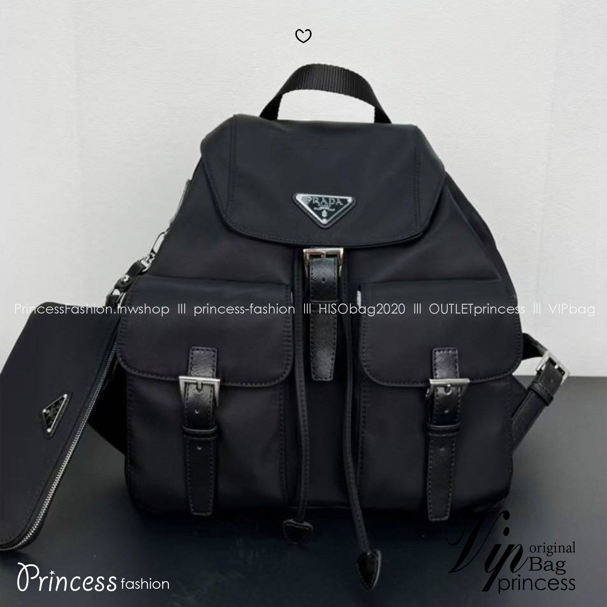 หนังแท้ | Prada Small Re-Nylon backpack กระเป๋าเป้สะพายหลังไนลอน สัมผัสความหรูหราคลาสสิก ดีไซน์เรียบง่ายทันสมัย พร้อมใบลูก สะดวกใช้งาน