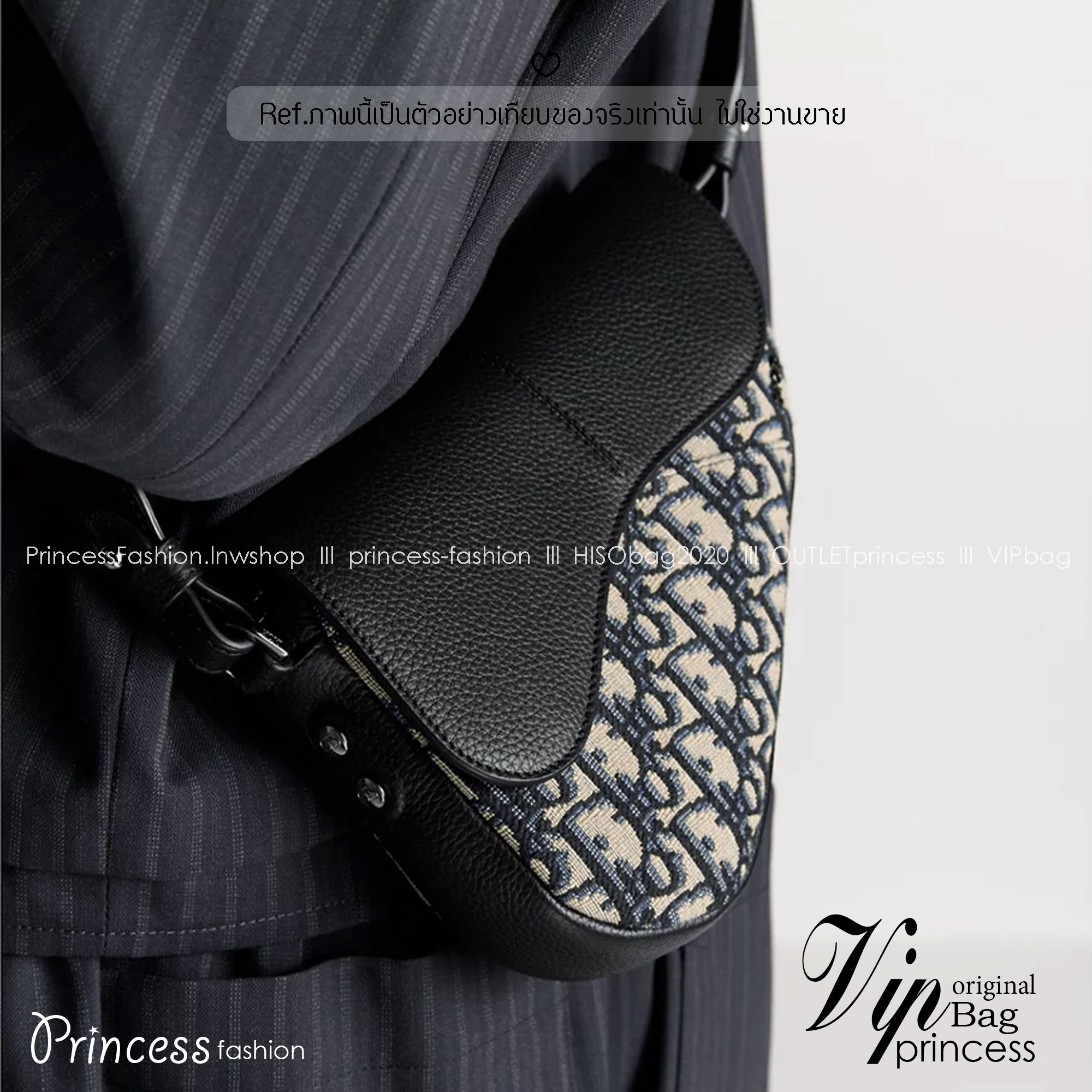 TOP ORI หนังแท้ | DIOR Mini Saddle Oblique jacquard Bag กระเป๋าสะพาย/คาดอกดีไซน์ไอคอนิกด้วยรูปทรงที่ทันสมัย รังสรรค์ขึ้นจากผ้าแจ็กการ์ดลาย สีเบจและสีดำ โดดเด่นด้วยฝาพับแม่เหล็กที่ทำจากหนังแท้ลายเกรนสีดํา เอกลักษณ์ของความหรู ไฮคลาสอย่างลงตัว