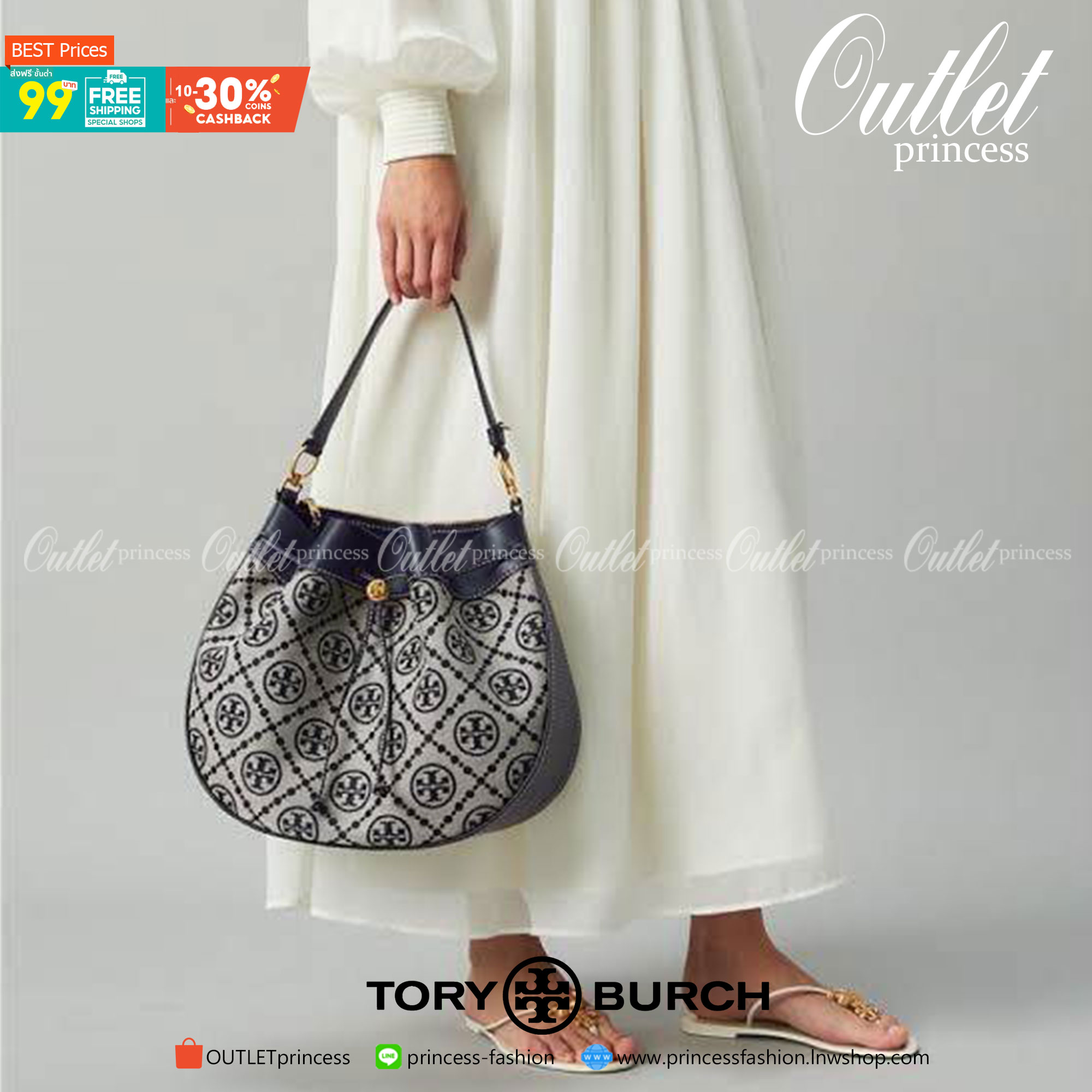 Tory burch t monogram jacquard drawstring hobo อีกหนึ่งคอลเลคชั่นจาก T monogrameที่ออกแบบมาในรูปทรงกระเป๋า hobo เป็นกระเป๋าที่มีพื้นที่เยอะในการจัดเก็บสิ่งของได้อย่างดีเยี่ยม ลวดลายสีสันของกระเป๋าทอลายแบบแจ๊คการ์ดอย่างประณีต สะท้อนให้เห็นถึงกลิ่นอายงานฝีม