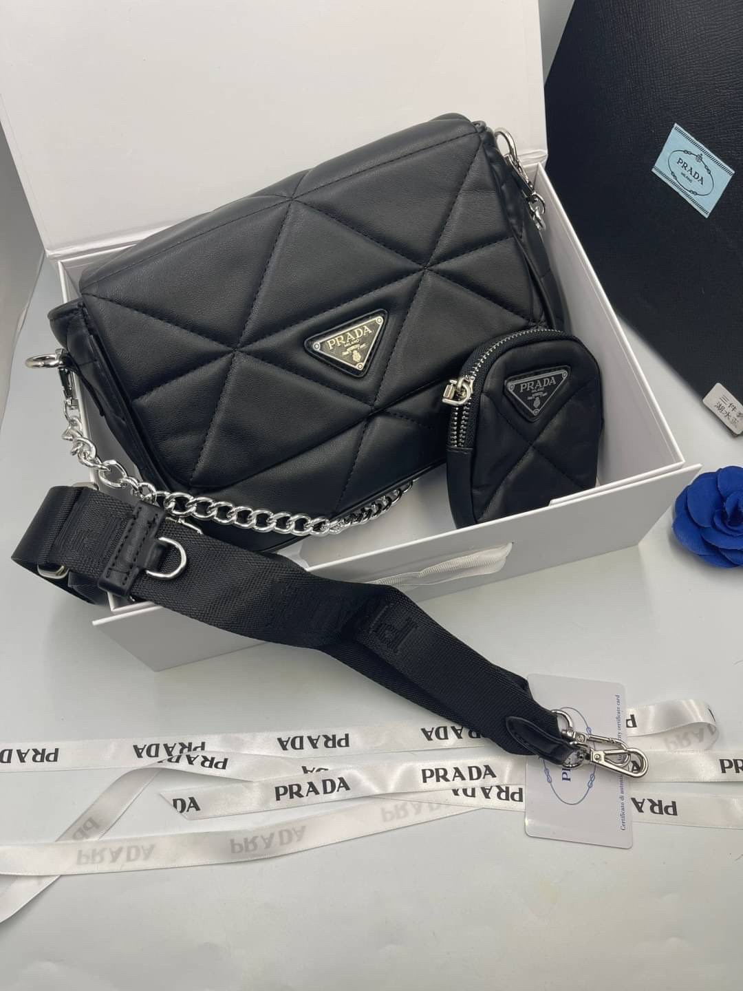 VIP 】PRADA System nappa leather patchwork bag หนังแท้ พร้อมส่งที่ไทย 6 สี