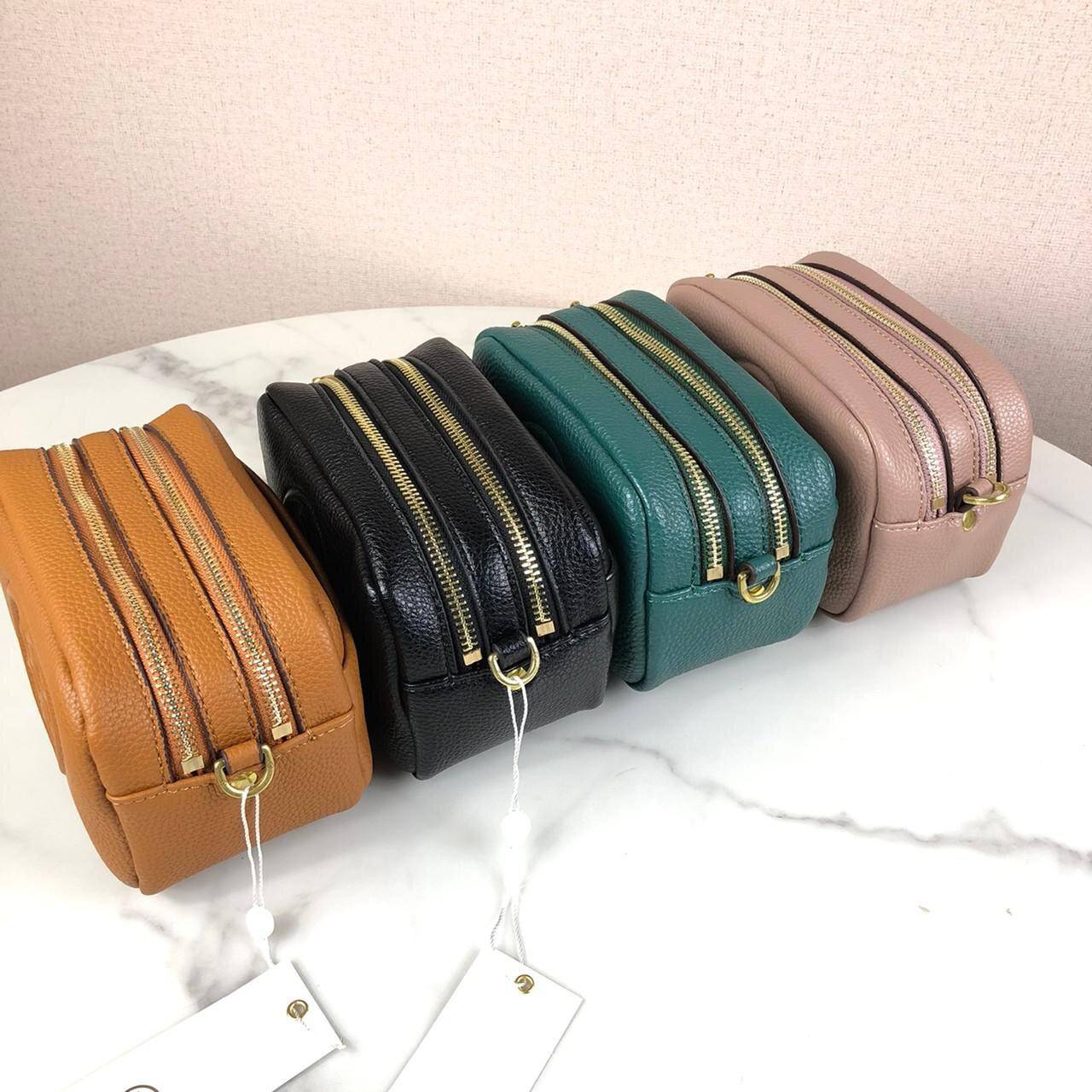 ของแท้ 💯% Tory Burch Perry Bombe Mini Leather Crossbody กระเป๋าสะพาย 2 ช่องซิป