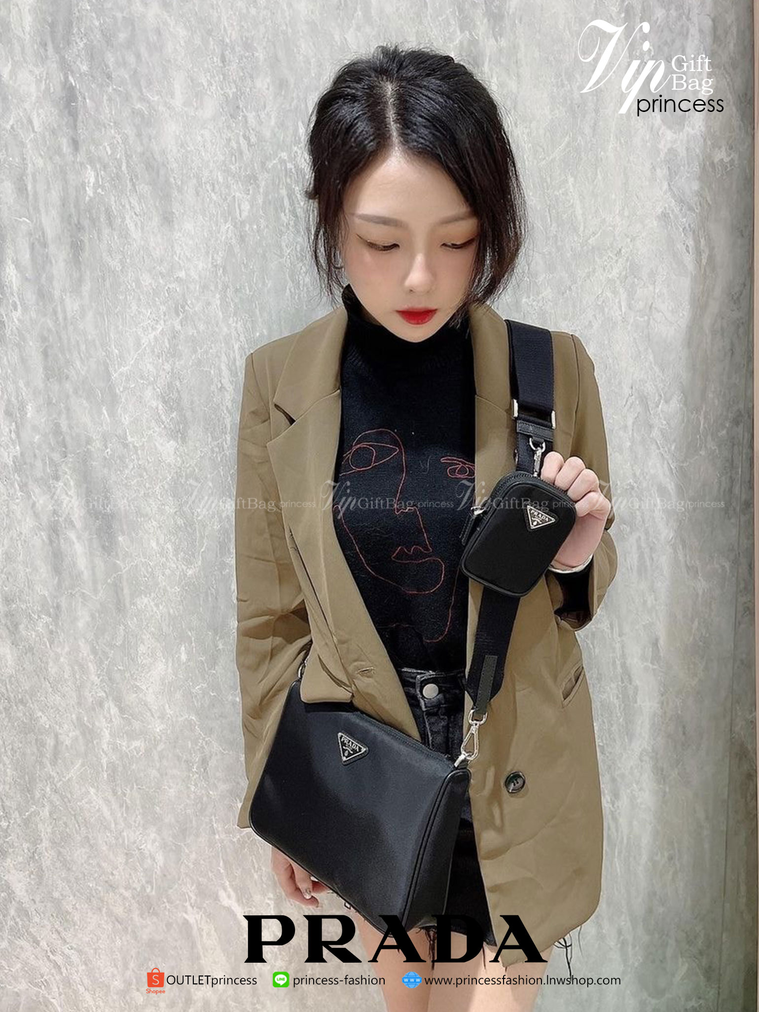 งานพรีเมี่ยมกิ๊ฟท์แท้ จากแบรนด์ PRADA ซื้อ1 ได้ไปถึง3 สายแบนสะพาย CROSSBODY