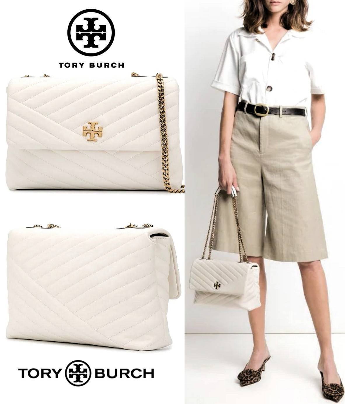 OUTLET ของแท้ 💯% 】Tory Burch Factory Outlet Quilted Chain Crossbody Sling Bag กระเป๋าสะพายรุ่นแนะนำจาก Tory Burch Factory วัสดุหนังแกะสังเคราะห์ขึ้นลายริ้วหนังนิ่มสวยอยู่ทรง ดีไซน์ยอดนิยมสวยน่าใช้