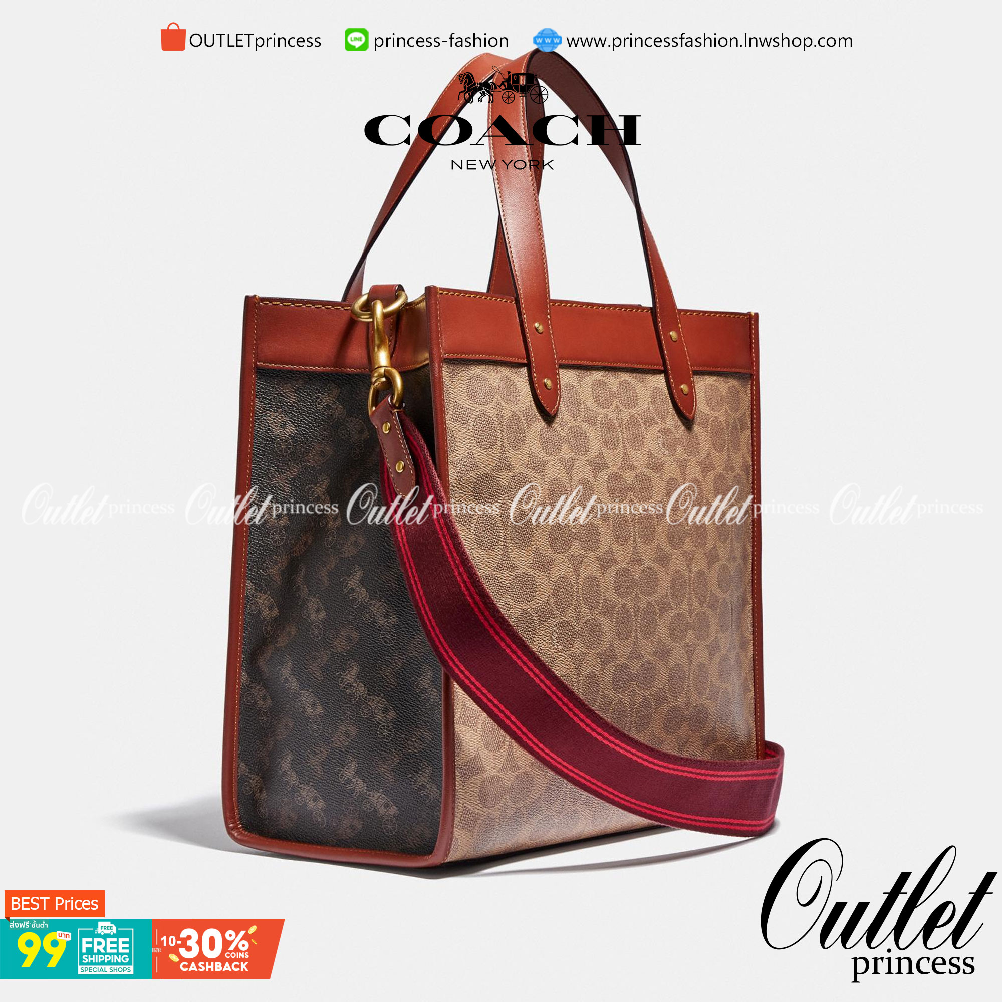 COACH C0776 FIELD TOTE WITH HORSE AND CARRIAGE PRINT คอลเลคชั่นสุดคลาสสิค สวยหรูดูแพง กระเป๋าทรงโท้ท ไซส์ใหญ่จุคุ้ม ฟังก์ชั่นการใช้งานสะดวกที่สุด มีทั้งสายคล้องแขนในตัว และสายครอสบอดี้ วัสดุหนังแคนวาสเคลือบลายสลับหนังแท้ ปากกระเป๋ามีกระดุมแม่เหล็กไว้ปิดกั