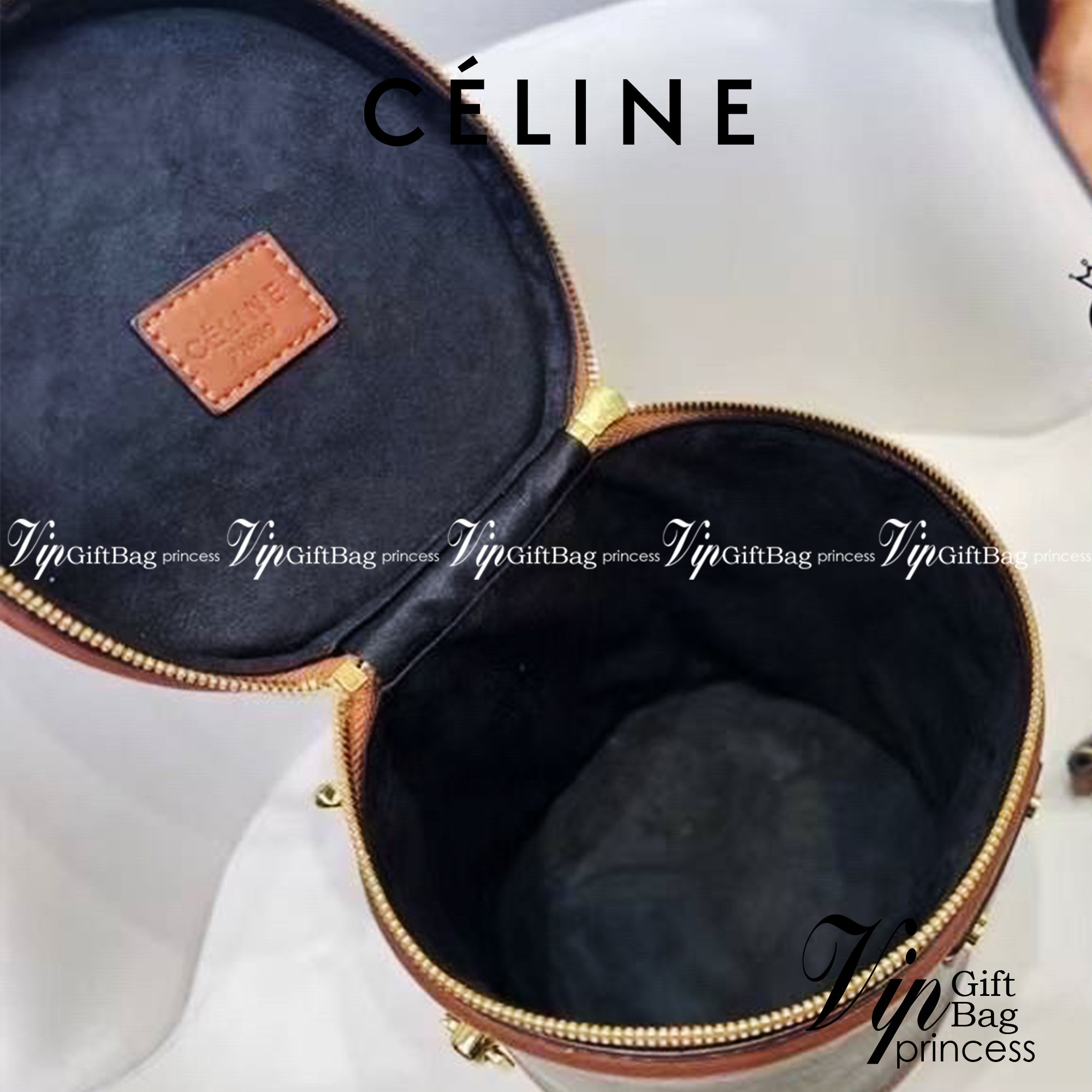 Celine Bucket Bag Canvas สำหรับ Collection กระเป๋าทรงบัคเก็ตสะดุดตาดีไซน์สวยงาม ซิปรอบหูจับแข็งแรง สะท้อนความวินเทจผสมผสานดีไซน์กระเป๋าที่ทันสมัย ตอบโจทย์สาวหัวสมัยใหม่ที่เบื่อ ลายแคนวาสสวยชัด การตัดเย็บประณีต มาพร้อมสายสะพายยาว อะไหล่สีทอง ใครมองหากระเป๋