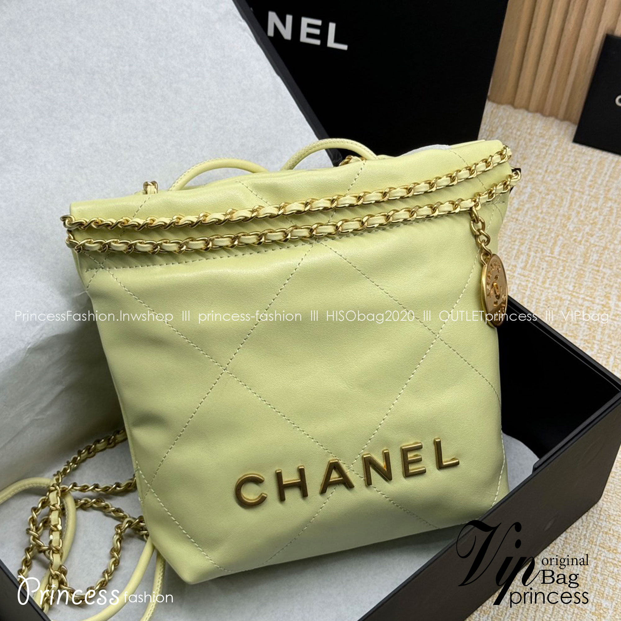Chanel 22 Mini Handbag With Pearl Chain กระเป๋าทรงโท้ท เกรดออริ สลับแท้ 1:1 ใช้งานต่างประเทศได้
