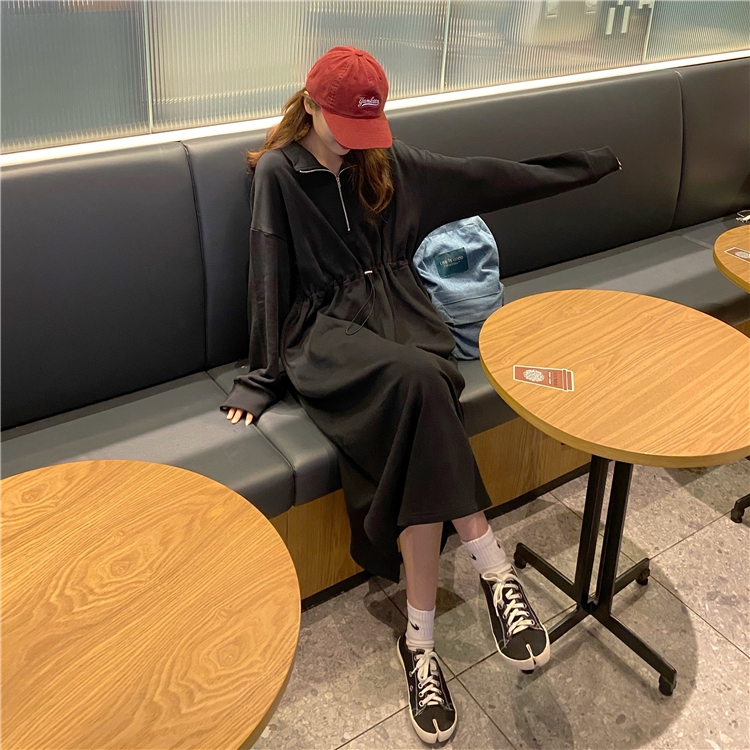 พร้อมส่ง 🌷 Hoodie dress เดรสกระโปรงยาวมีฮู้ด กระโปรงแต่งผ่าข้าง ผ้าคอตตอนเนื้อนิ่มใส่สบายไม่บางค่า