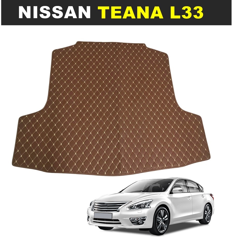 แผ่นปูท้ายรถ NISSAN TEANA L33 พรมหนัง6D สีน้ำตาล เข้ารูป พร้อมส่ง