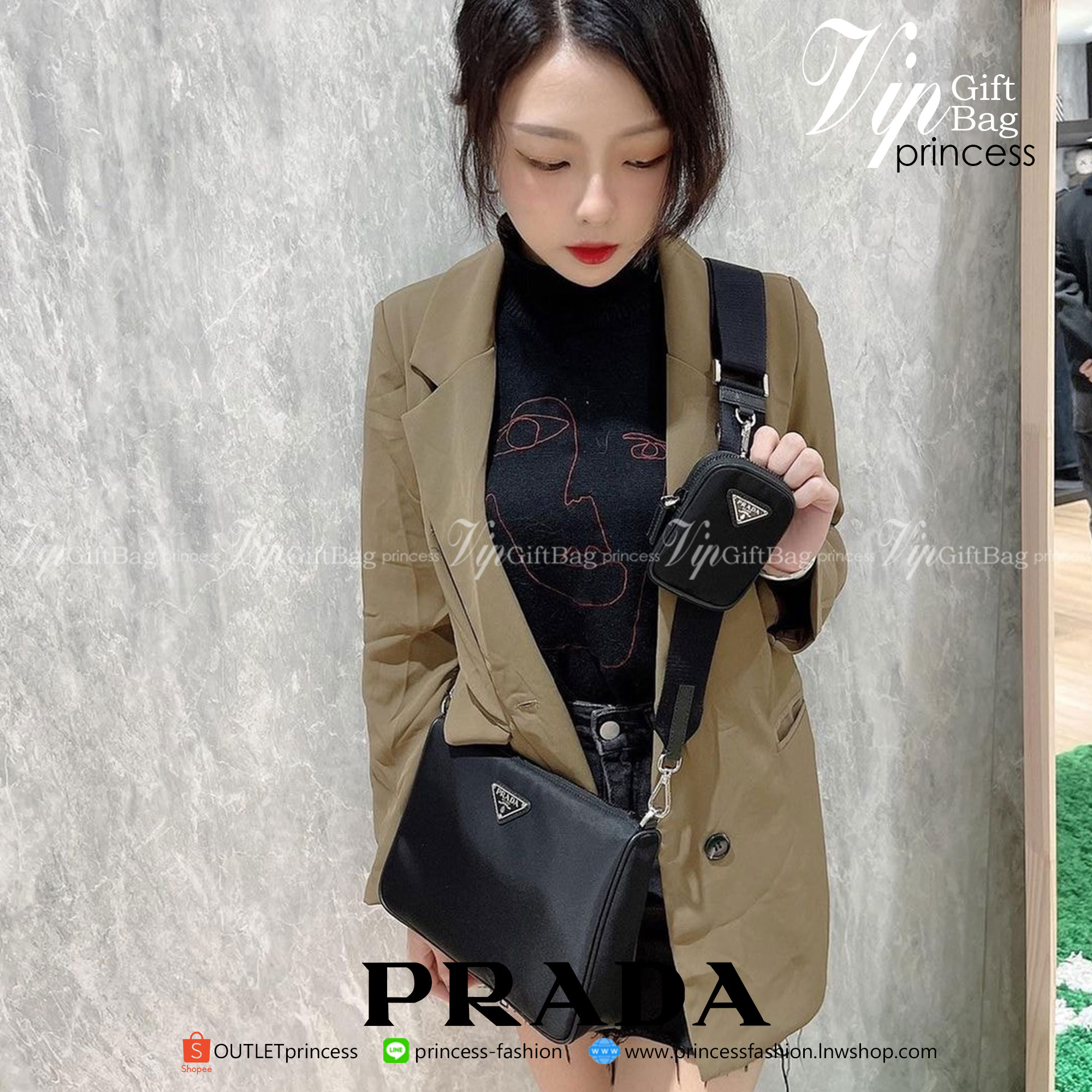 งานพรีเมี่ยมกิ๊ฟท์แท้ จากแบรนด์ PRADA ซื้อ1 ได้ไปถึง3 สายแบนสะพาย CROSSBODY