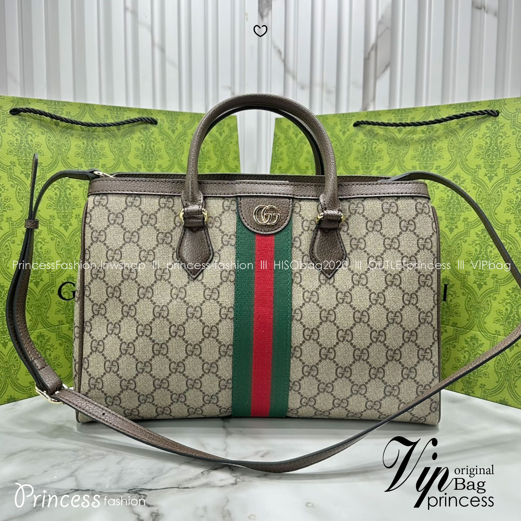ORI หนังแท้ | Gucci Ophidia medium tote bag Monogram Double G / Gucci Tote Bag กระเป๋าสะพายทรงโท้ทใบใบใหญ่ คอลเล็กชั่น Ophidia ไฮไลท์รูปทรงและฟังก์ชั่นการใช้งานที่ได้รับการตีความใหม่