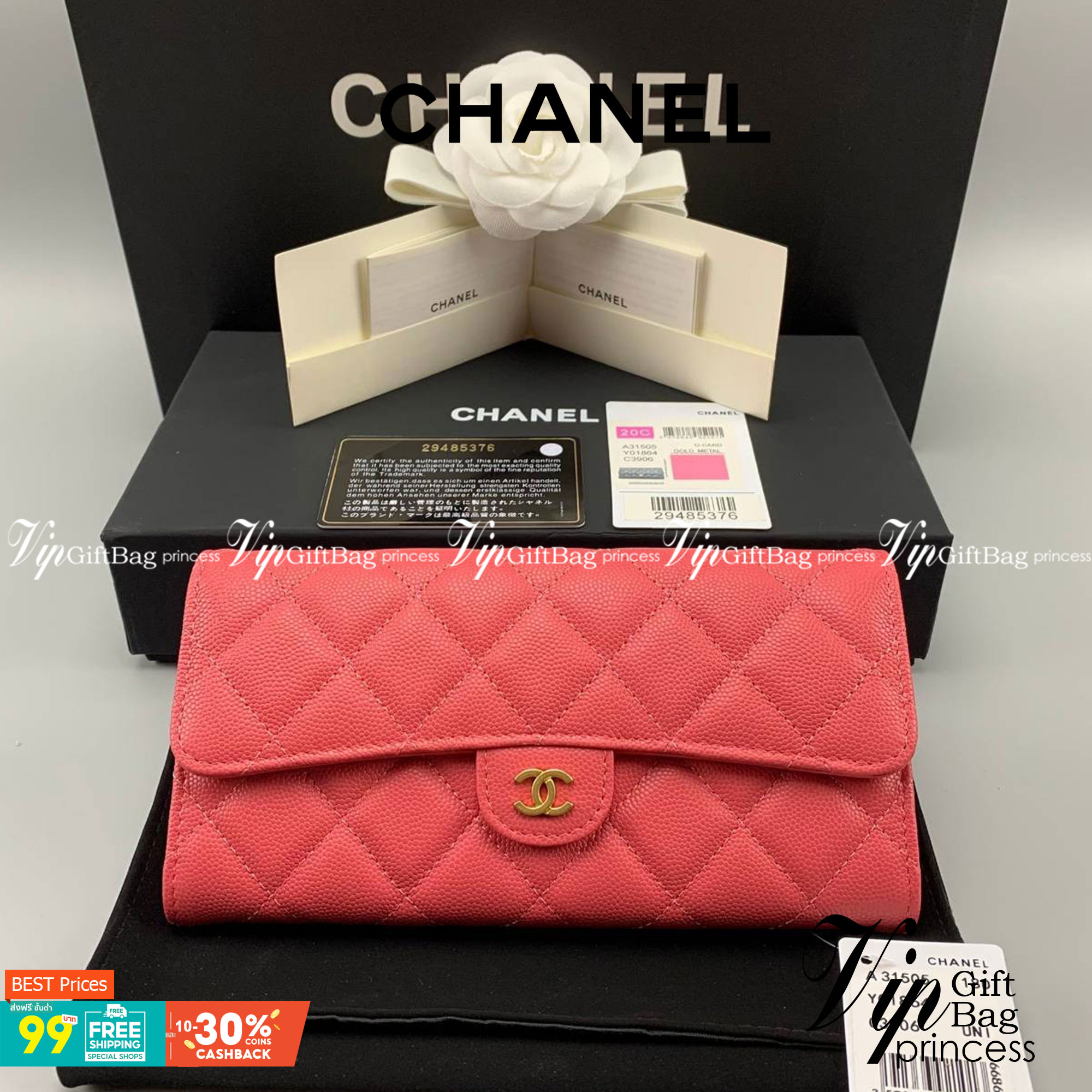 CHANEL LONG WALLET งานหนังแท้คาเวียร์สวยหรู โทนสีหวาน กระเป๋าสตางค์ใบยาวไอเท็มแนะนำ ใช้งาน ตทป ได้ สวยคลาสสิคไม่มีเอ้าท์ หนังแท้ใช้งานได้ทน ยิ่งใช้ยิ่งสวย ภาพถ่ายจากสินค้าจริง มาพร้อมกล่องแบรนด์ พร้อมส่งที่ไทย Must Have ค่ะ!
