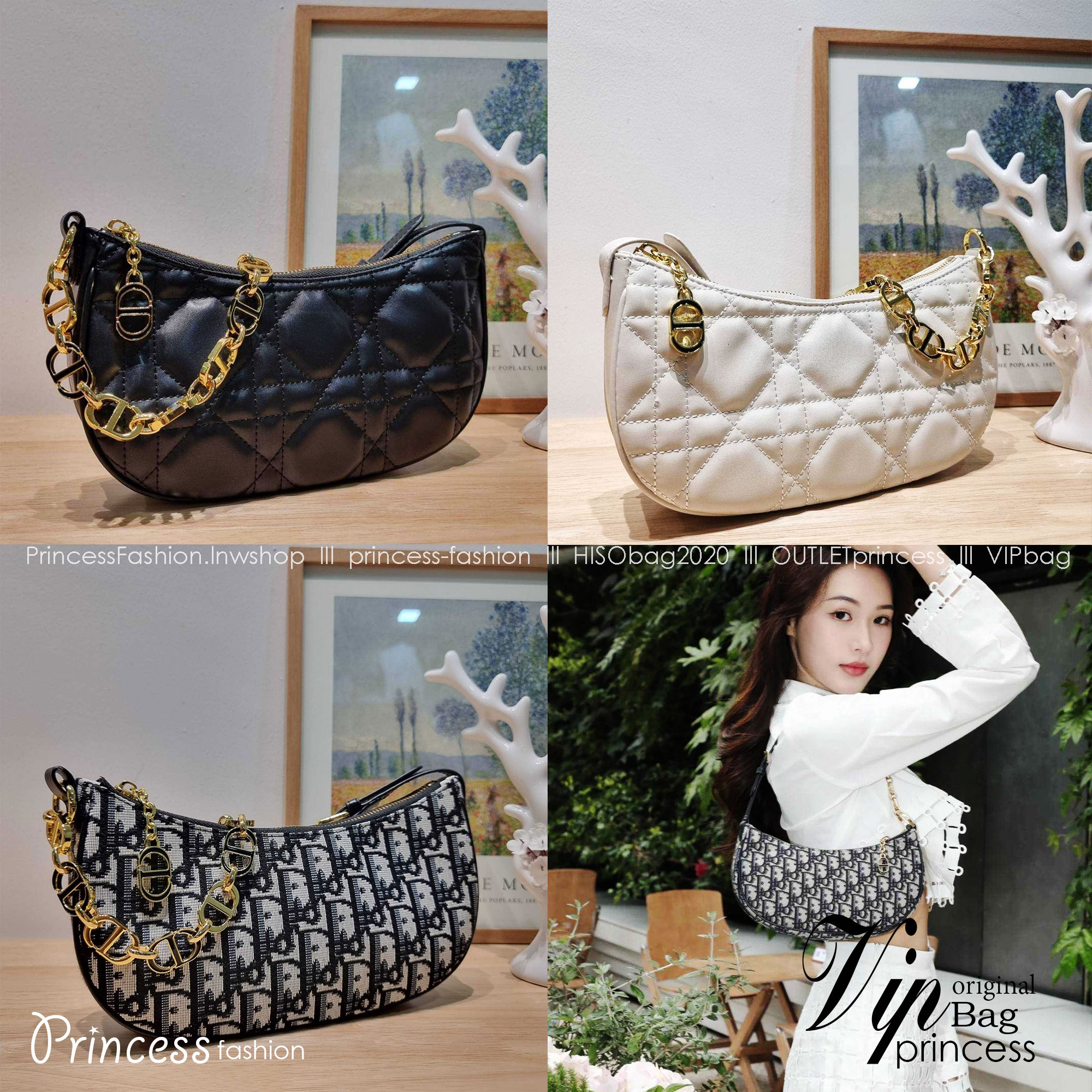 Dior Black Supple Macrocannage / CD LOUNGE BAG กระเป๋าสะพายทรงพอช สวยหรู ดีไซน์เรียบ แต่ดูแพง