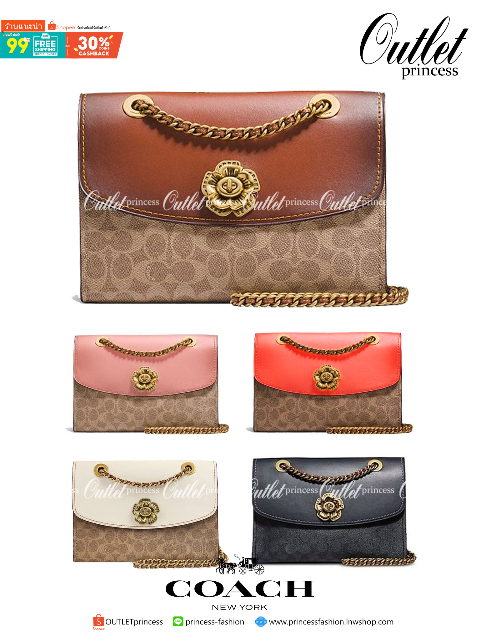 Coach Parker In Signature Canvas With Tea Rose